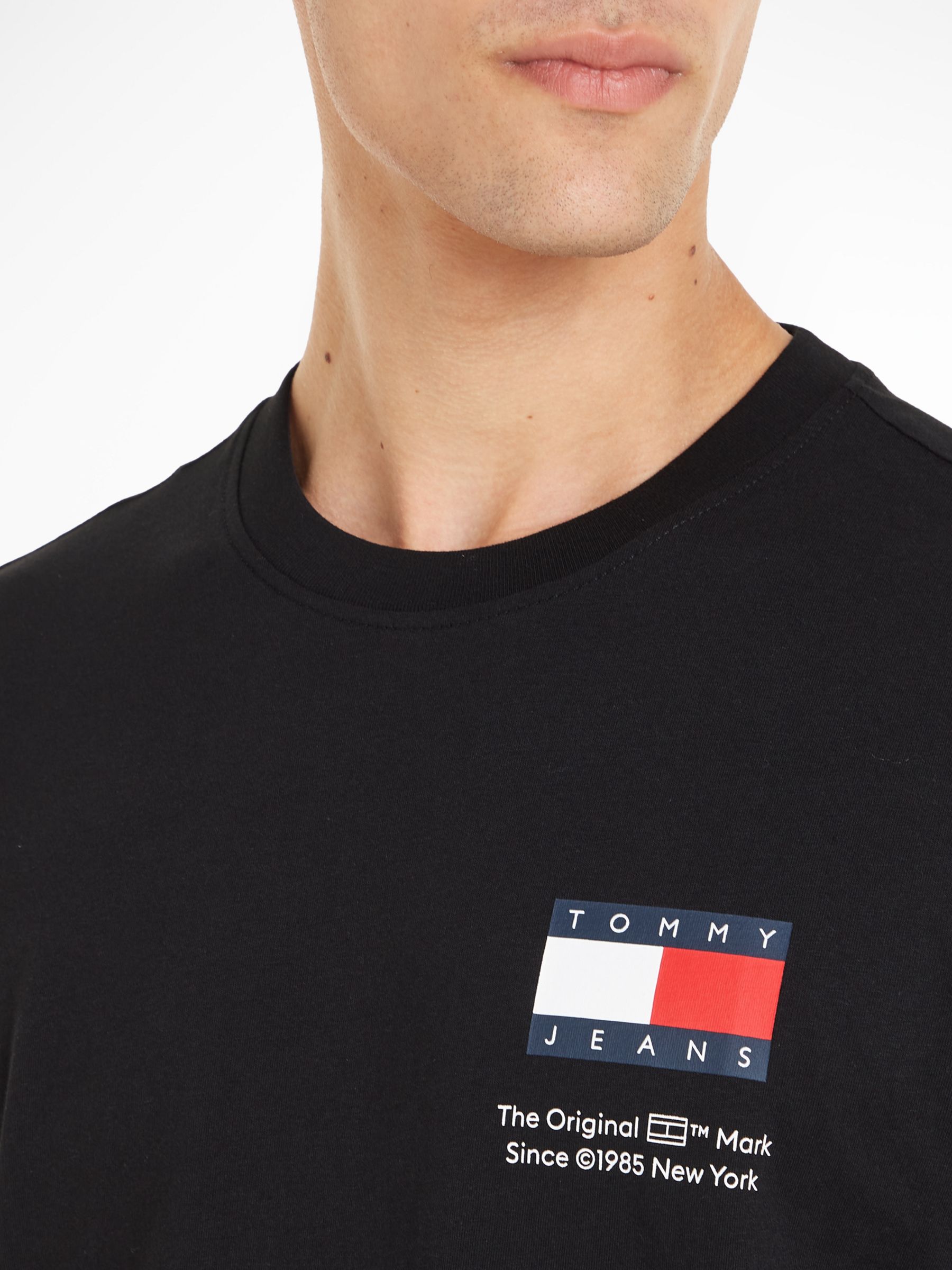 Tommy Jeans Slim Essential Flag T-Shirt, Black, L