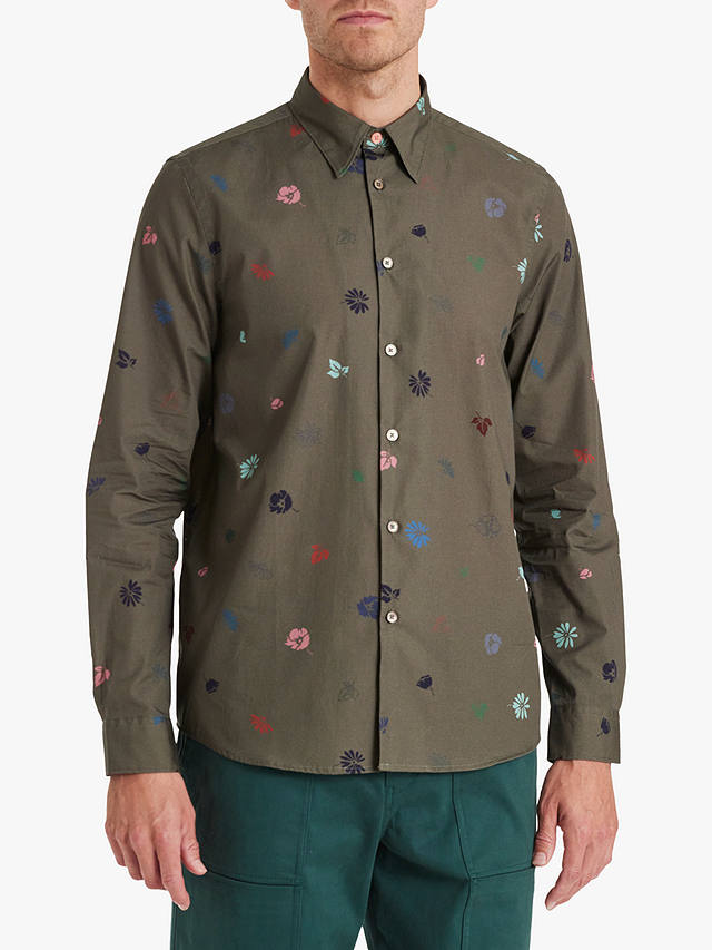 Paul Smith Regular Fit Floral Print Shirt, Khaki/Multi