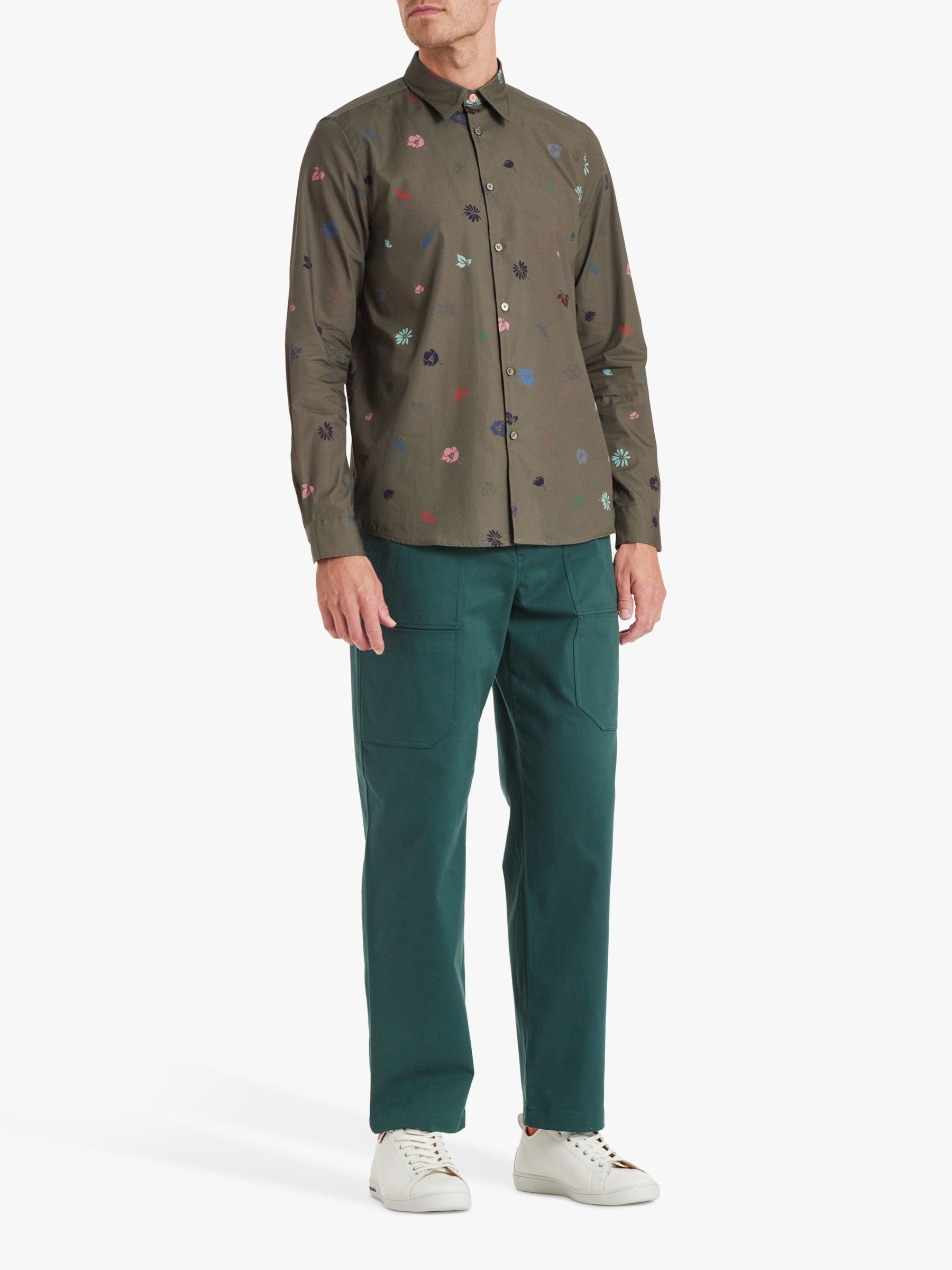 Paul Smith Regular Fit Floral Print Shirt, Khaki/Multi, M