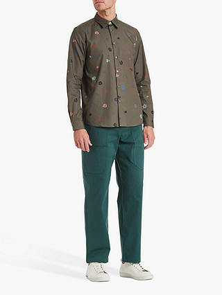 Paul Smith Regular Fit Floral Print Shirt, Khaki/Multi