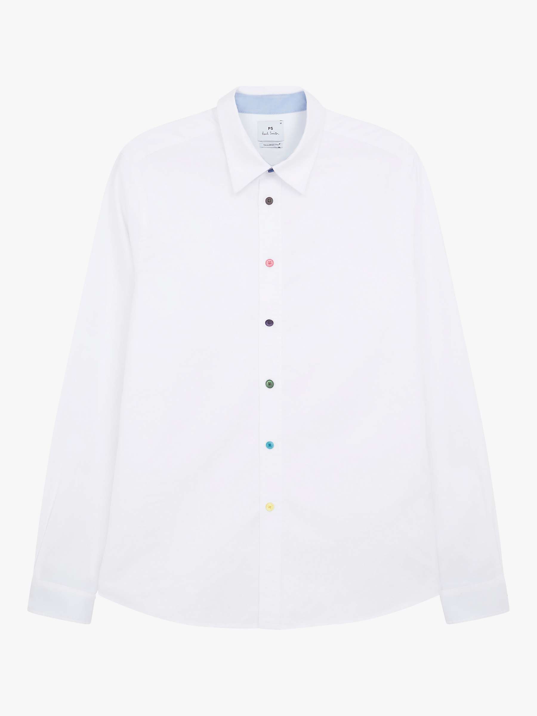 Buy Paul Smith Organic Cotton Tailored Fit Oxford Shirt, White/Multi Online at johnlewis.com