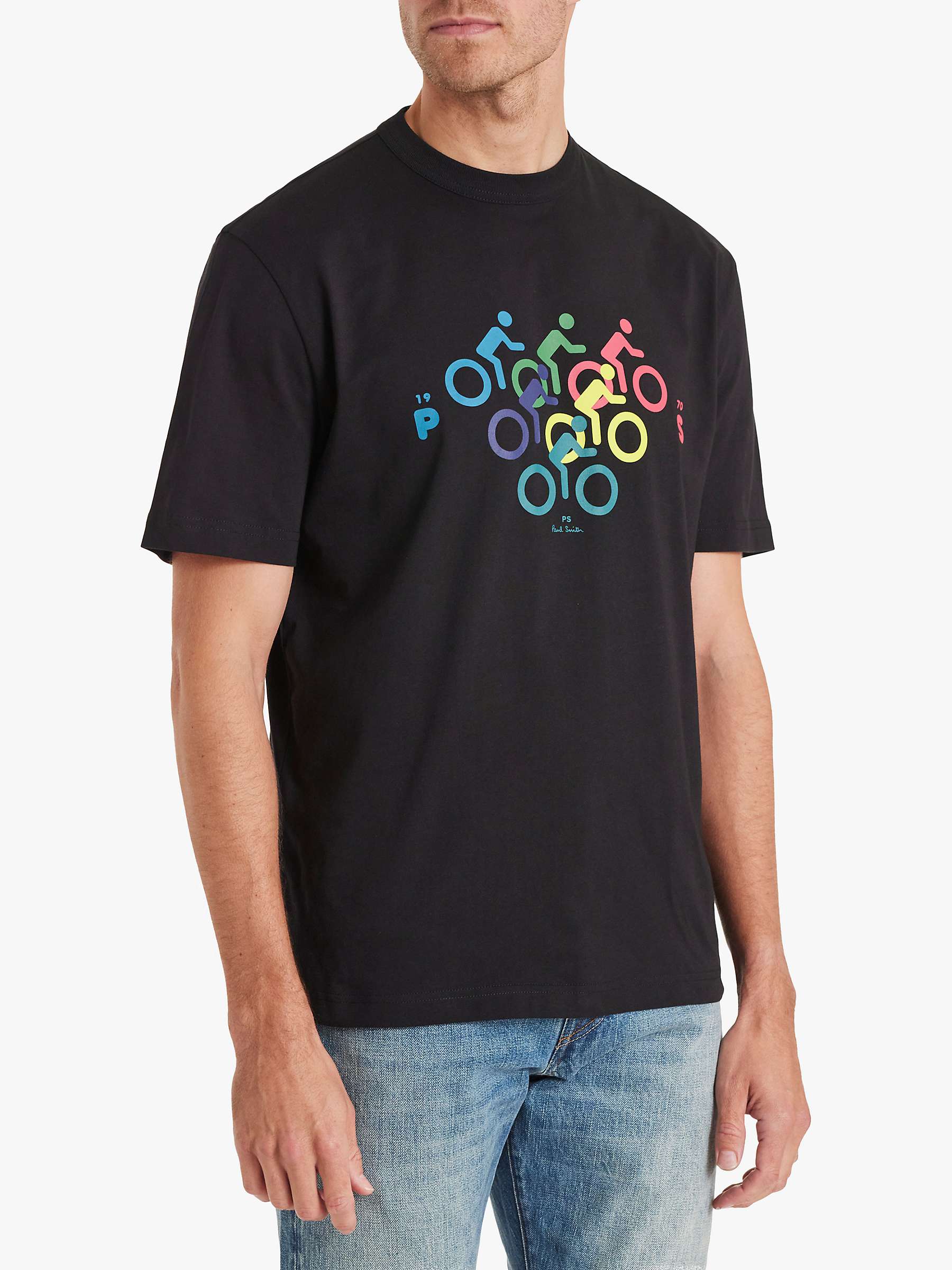 Buy Paul Smith Graphic Bike Print Organic Cotton T-Shirt, Black/Multi Online at johnlewis.com