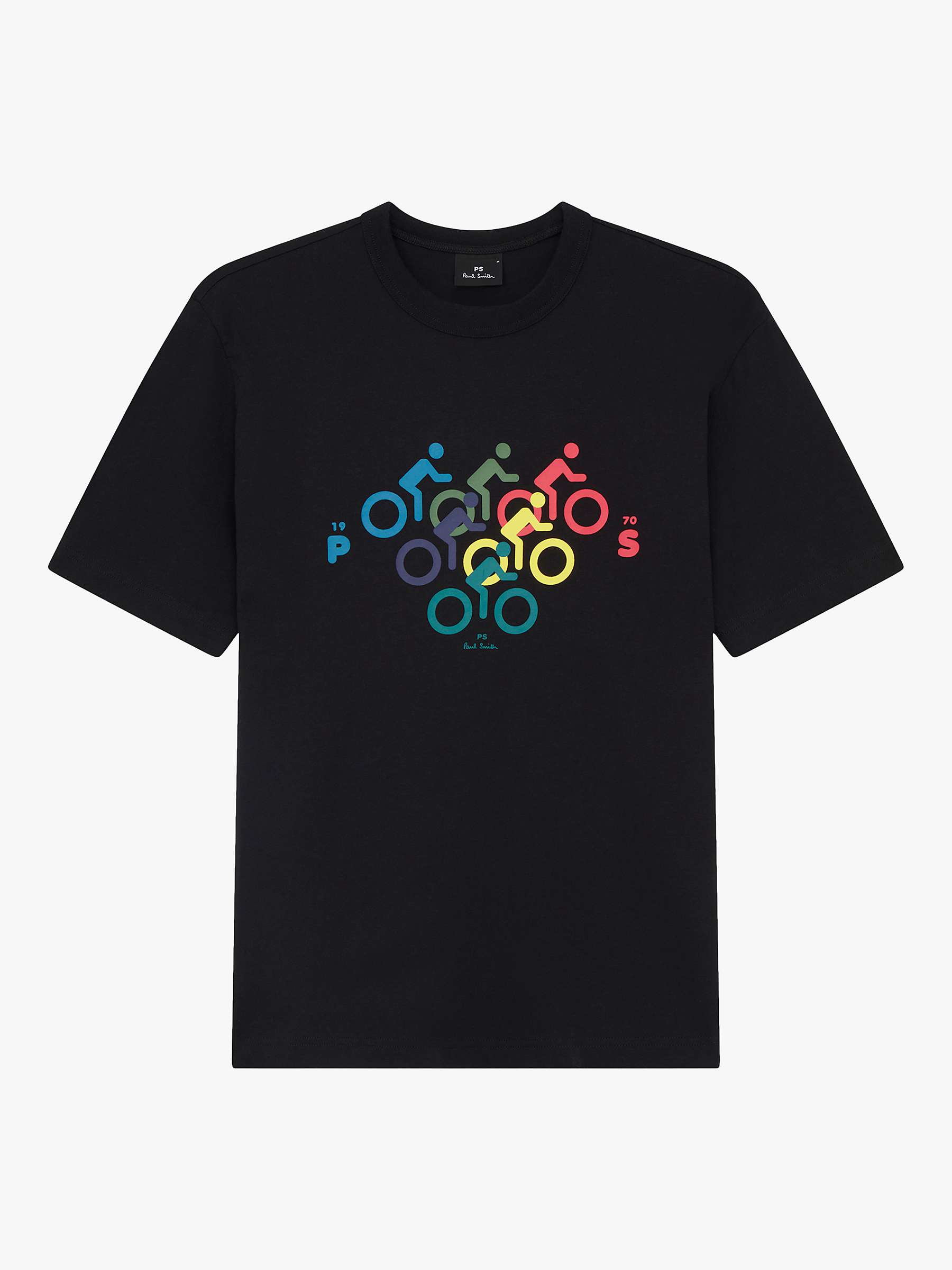 Buy Paul Smith Graphic Bike Print Organic Cotton T-Shirt, Black/Multi Online at johnlewis.com