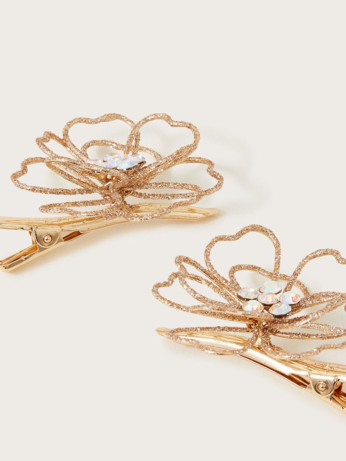 Buy Monsoon Kids' Diamante Wire Flower Clips, Gold Online at johnlewis.com