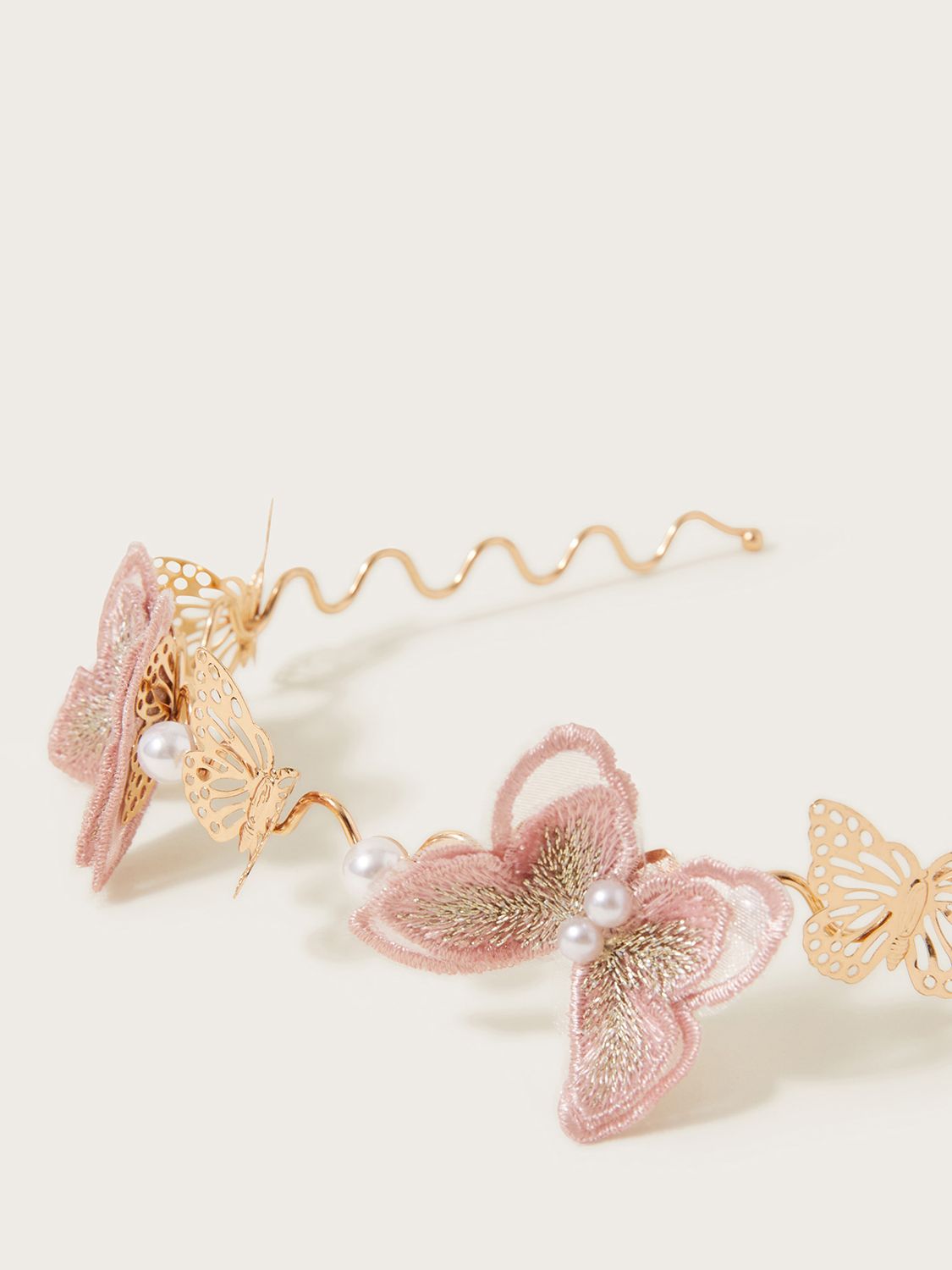 Buy Monsoon Kids' Beautifly Butterfly Headband, Gold/Pink Online at johnlewis.com