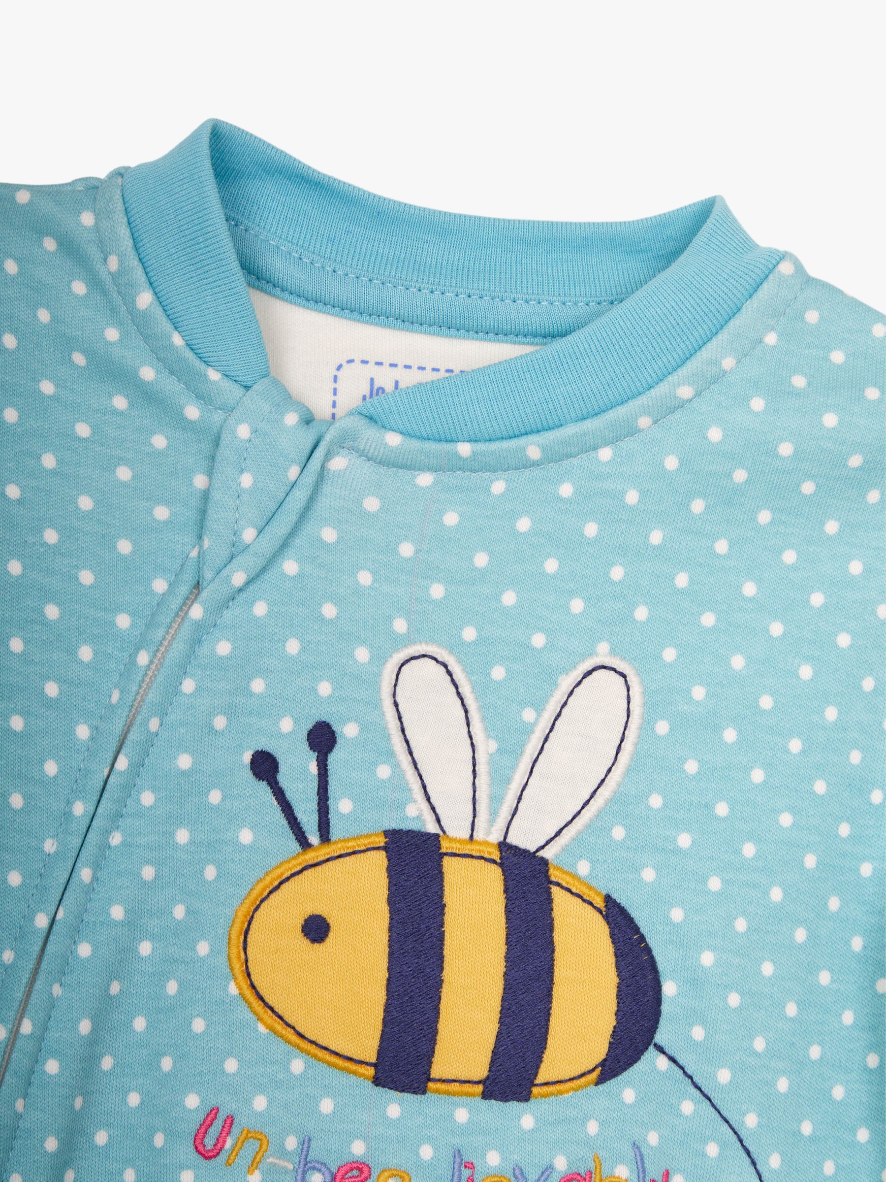 Buy JoJo Maman Bébé Baby Bee Spot Zip Up Sleepsuit, Duck Egg Online at johnlewis.com