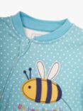 JoJo Maman Bébé Baby Bee Spot Zip Up Sleepsuit, Duck Egg, Duck Egg
