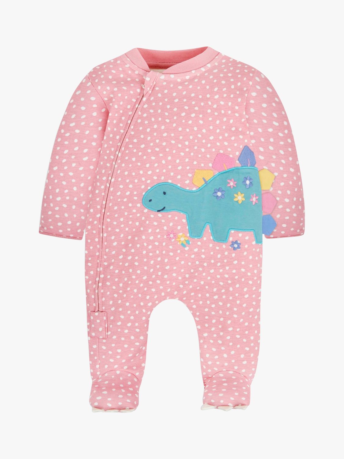 JoJo Maman Bébé Baby Dino Sleepsuit, Pink, 3-6 months