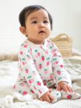 JoJo Maman Bébé Baby Fruit Zip Front Sleepsuit, Cream/Multi