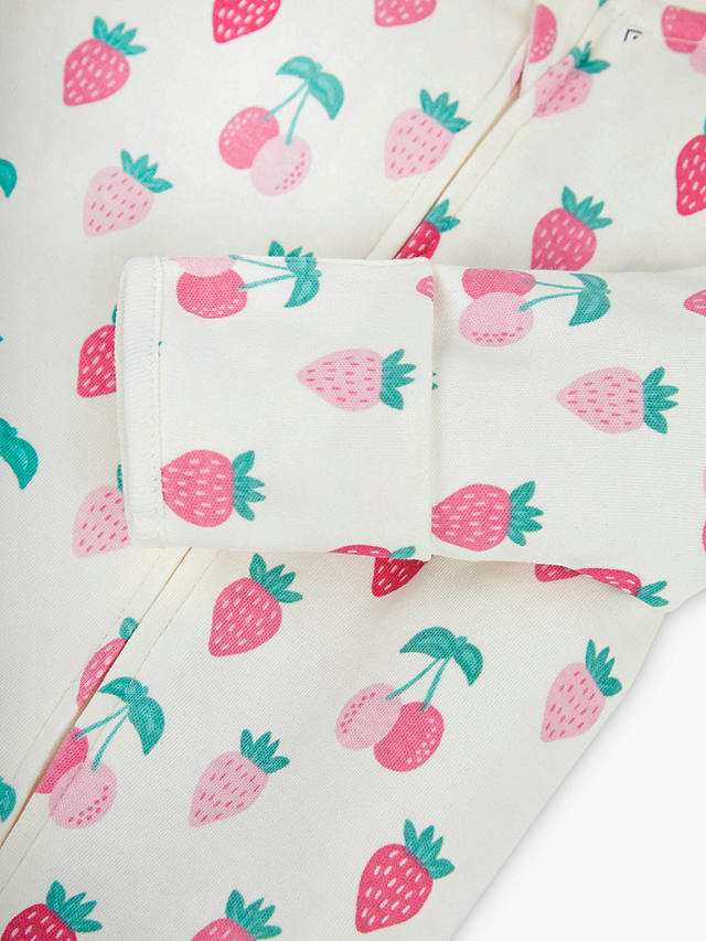 JoJo Maman Bébé Baby Fruit Zip Front Sleepsuit, Cream/Multi