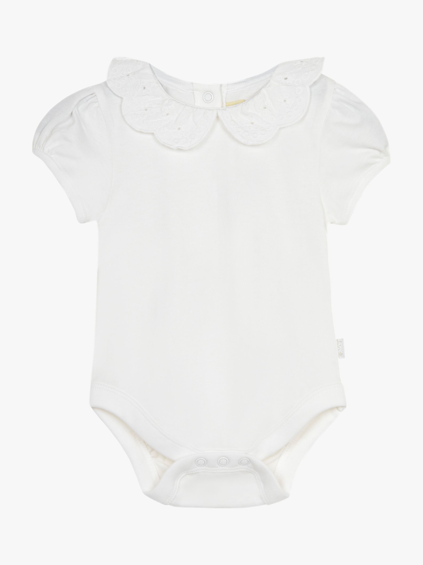 Buy JoJo Maman Bébé Baby Scallop Broderie Collar Bodysuit, White Online at johnlewis.com