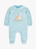 JoJo Maman Bébé Baby Duck Applique Floral Print Sleepsuit, Duck Egg