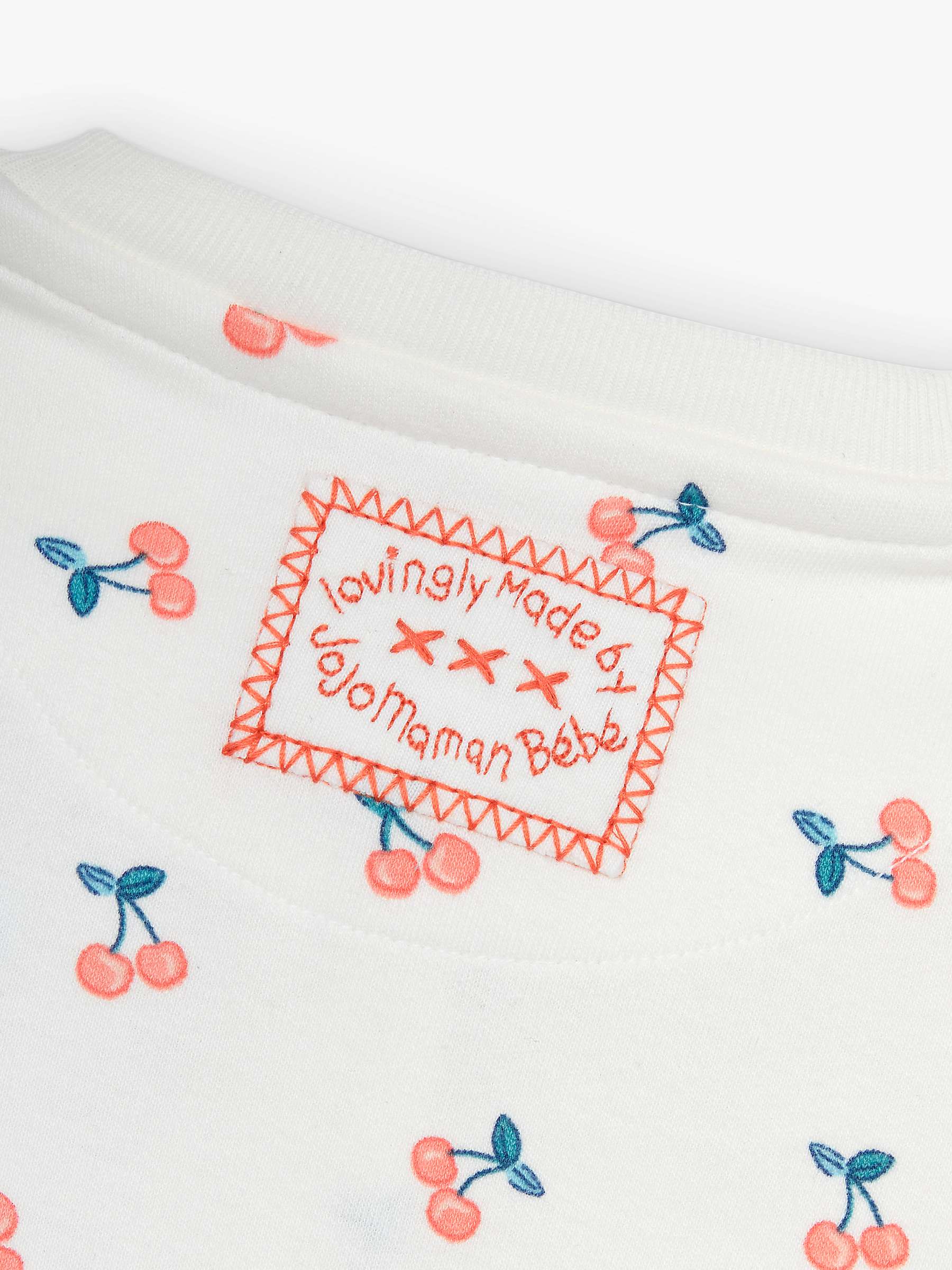 Buy JoJo Maman Bébé Baby Cotton Cherry Print Zip Through Sleepsuit, Cream Online at johnlewis.com