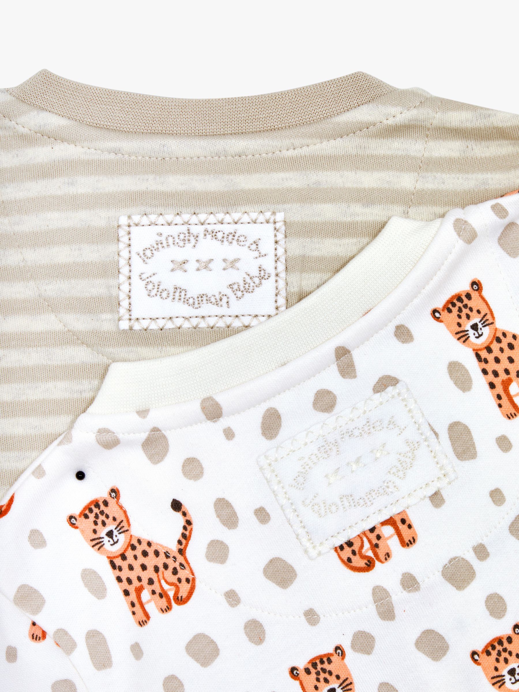 Buy JoJo Maman Bébé Tiger Print and Stripe Sleepsuits, Pack of 2, Cream/Multi Online at johnlewis.com