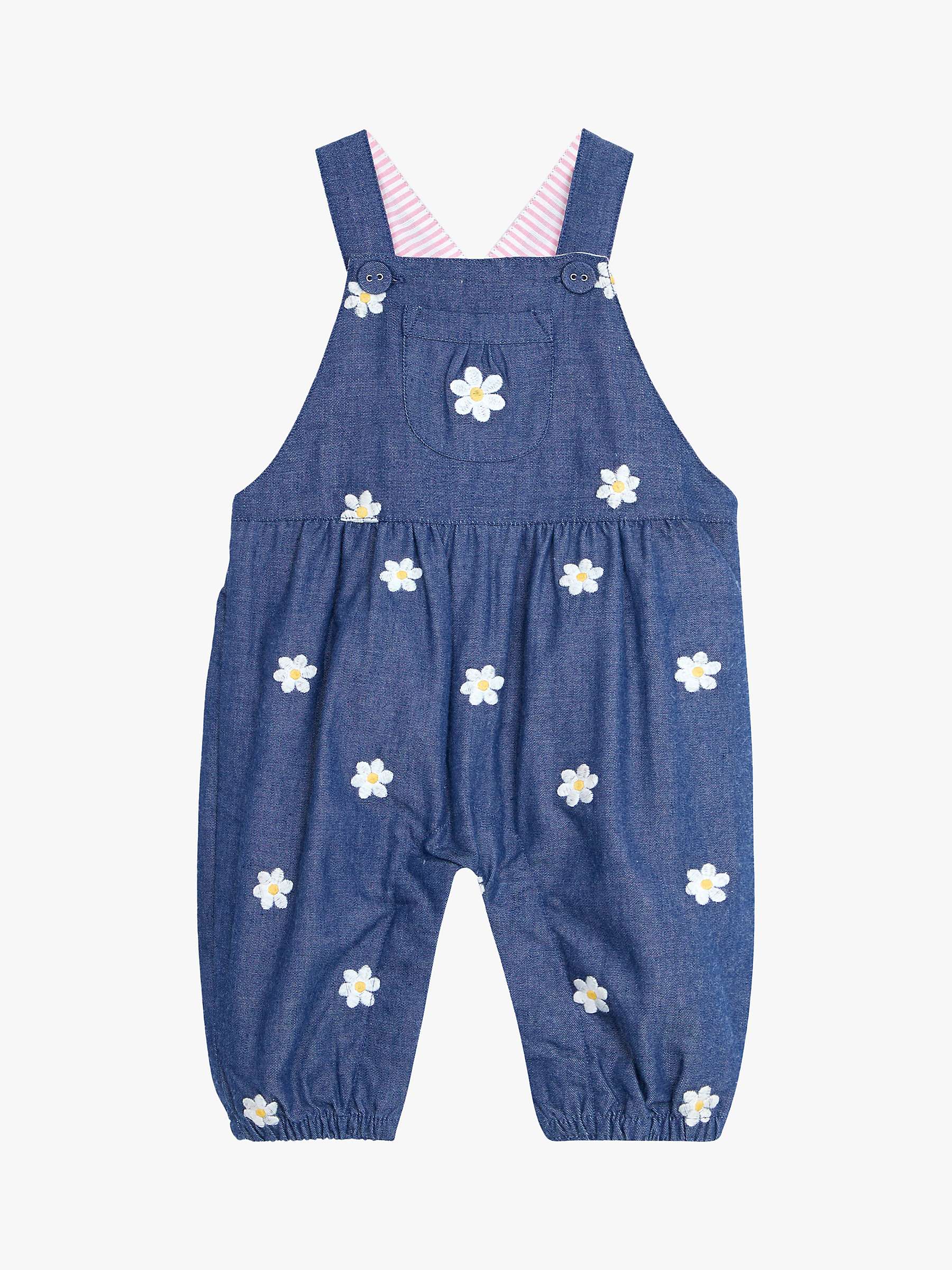 Buy JoJo Maman Bébé Baby Embroidered Daisy Dungarees, Chambray Online at johnlewis.com