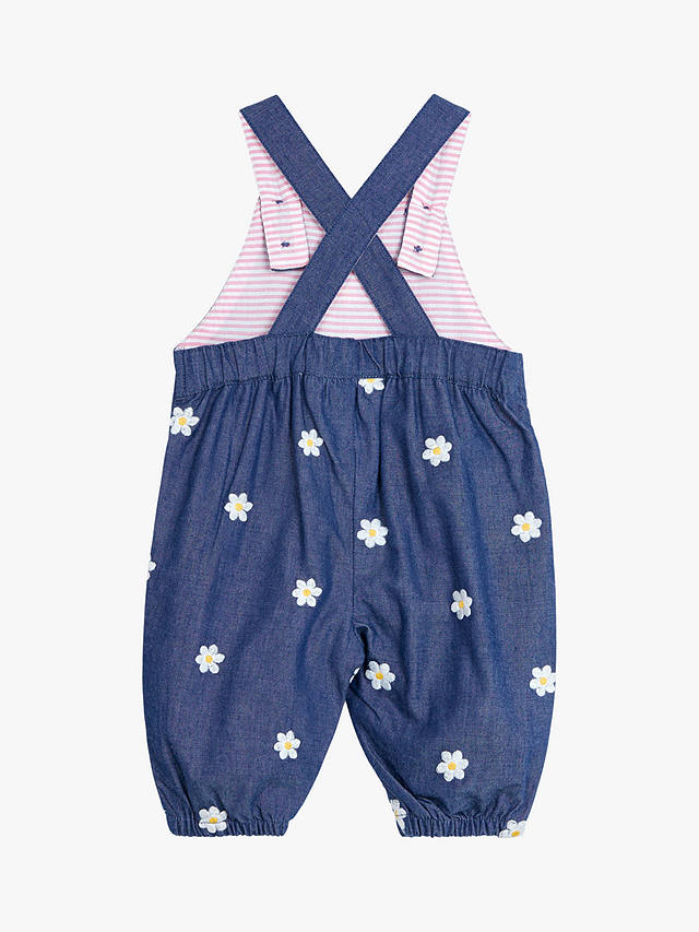 JoJo Maman Bébé Baby Embroidered Daisy Dungarees, Chambray