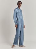 Ghost Janine Satin Jumpsuit, Denim Blue