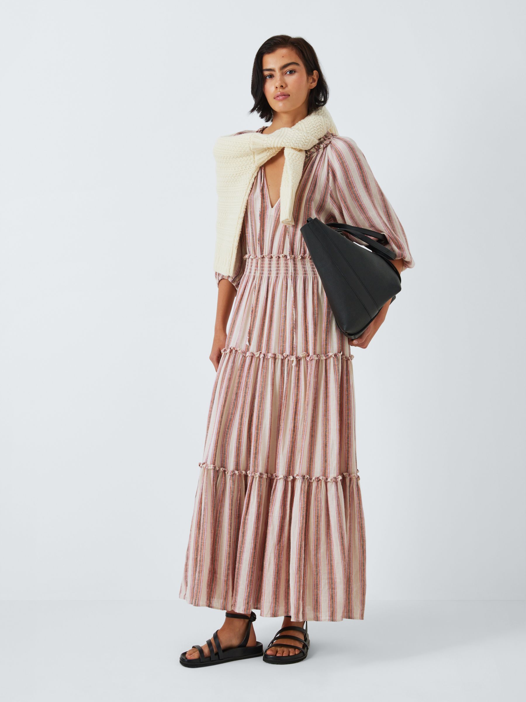 Rails Caterine Linen Blend Tiered Maxi Dress, Camino, XS