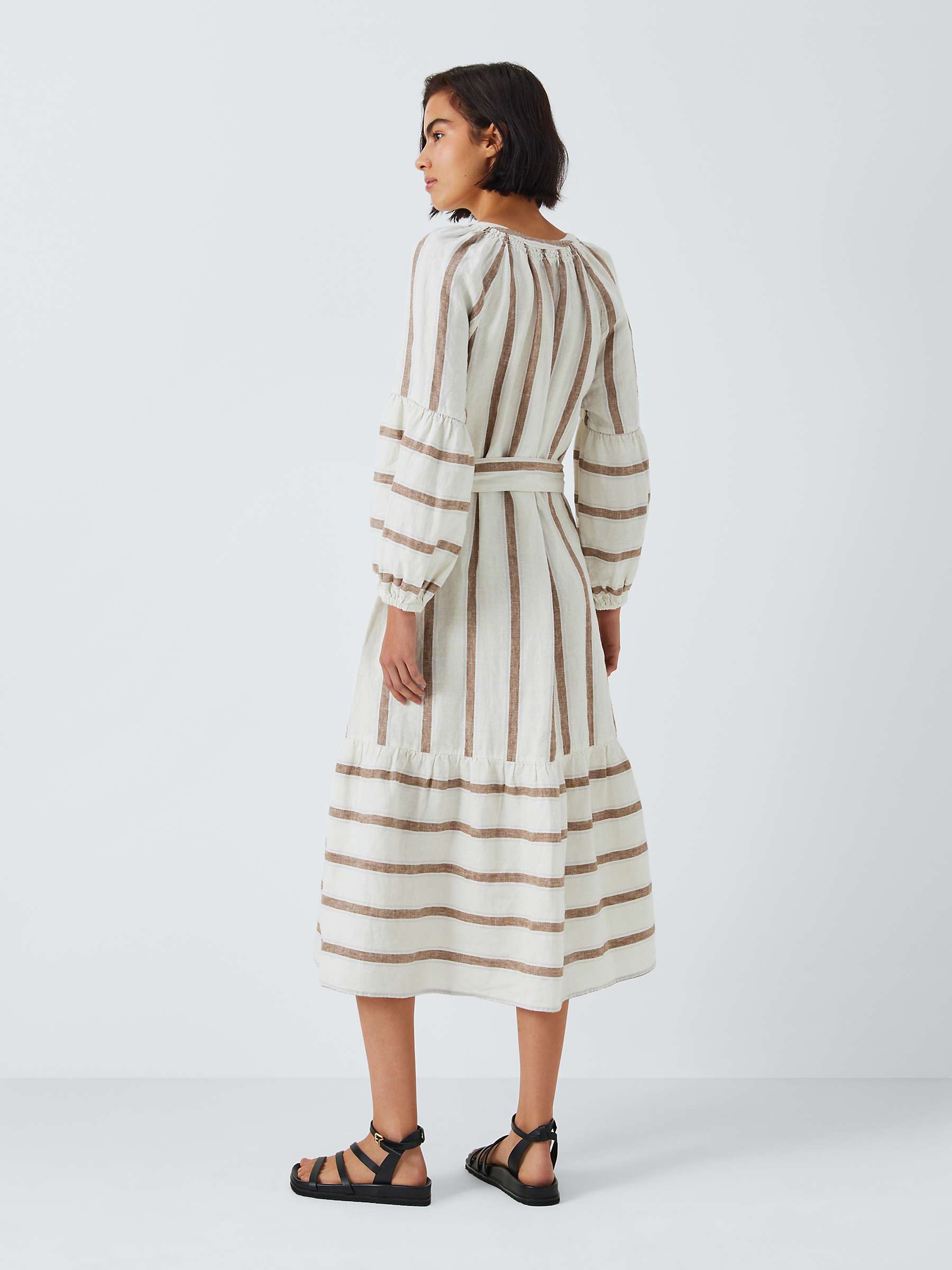 Buy Rails Vittoria Stripe Linen Midi Dress, Natural/Multi Online at johnlewis.com