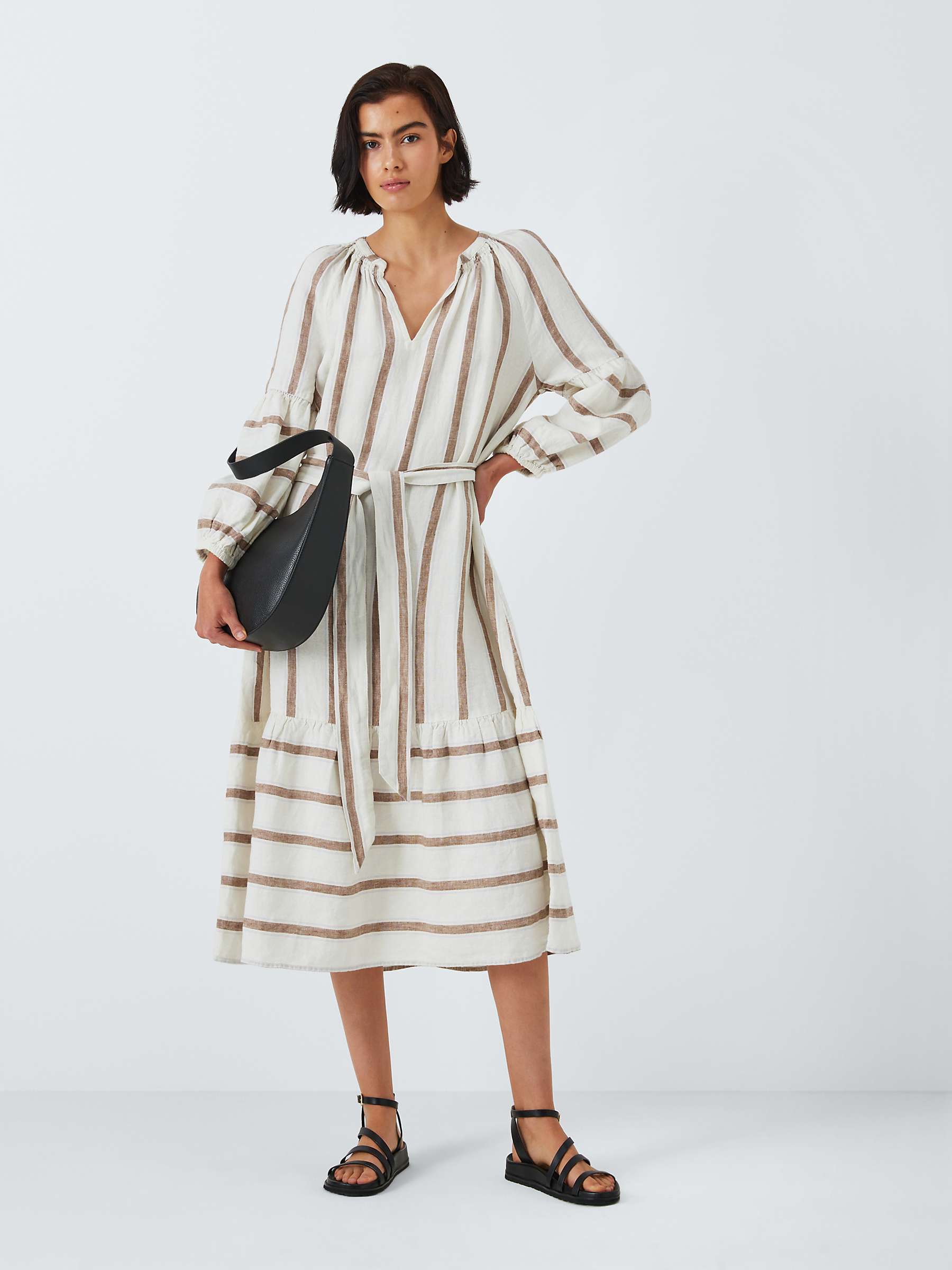 Buy Rails Vittoria Stripe Linen Midi Dress, Natural/Multi Online at johnlewis.com