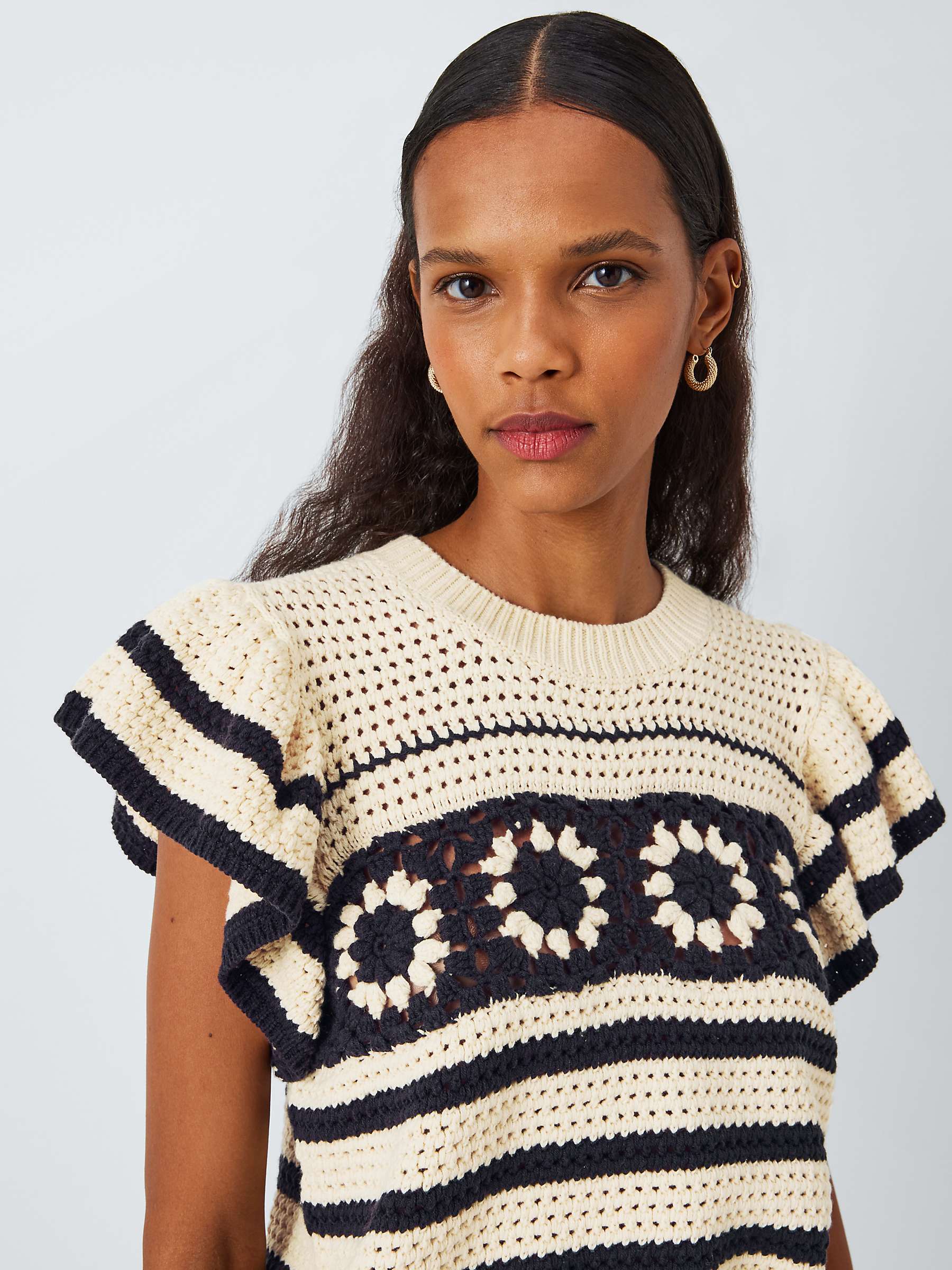 Buy Rails Penelope Stripe Crochet Knit Top, Oat/Multi Online at johnlewis.com