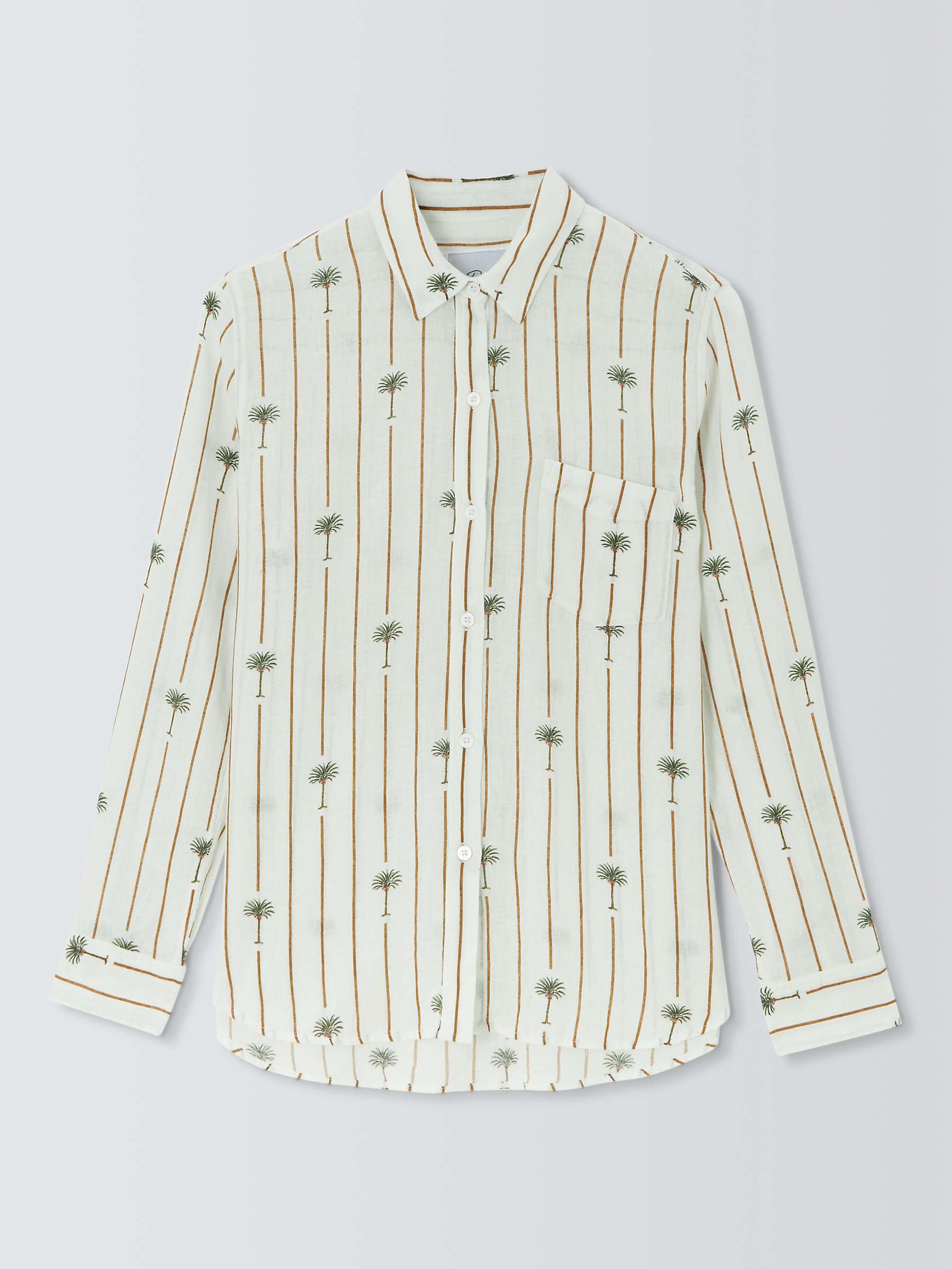 Buy Rails Charli Stripe Palm Linen Blend Shirt, White Online at johnlewis.com