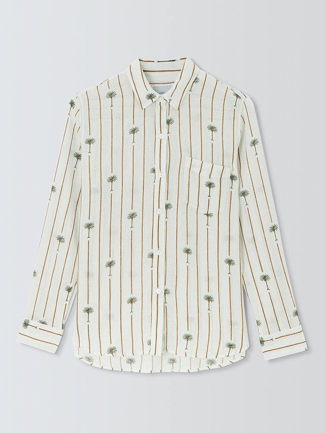 Rails Charli Stripe Palm Linen Blend Shirt, White
