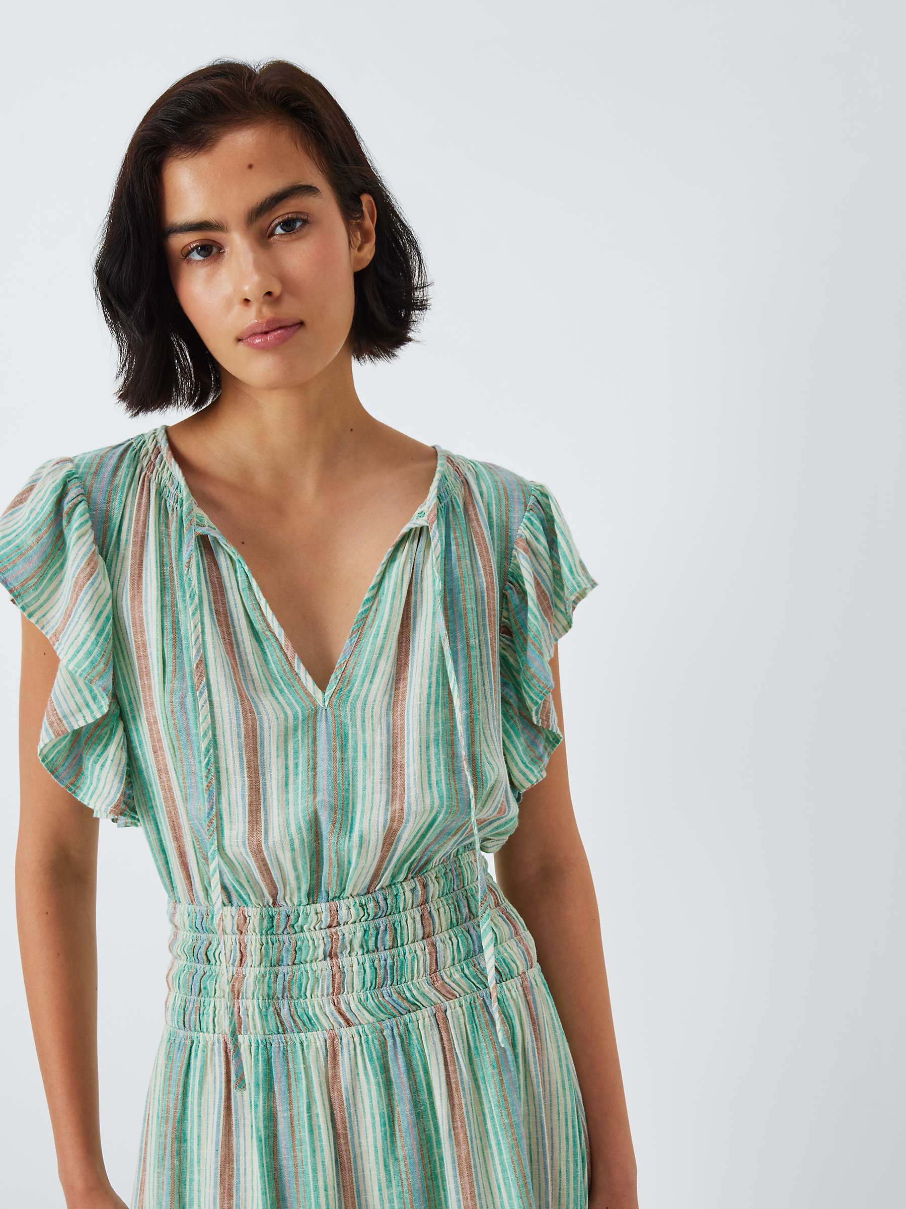 Buy Rails Iona Stripe Linen Blend Midi Dress, Seaview Online at johnlewis.com