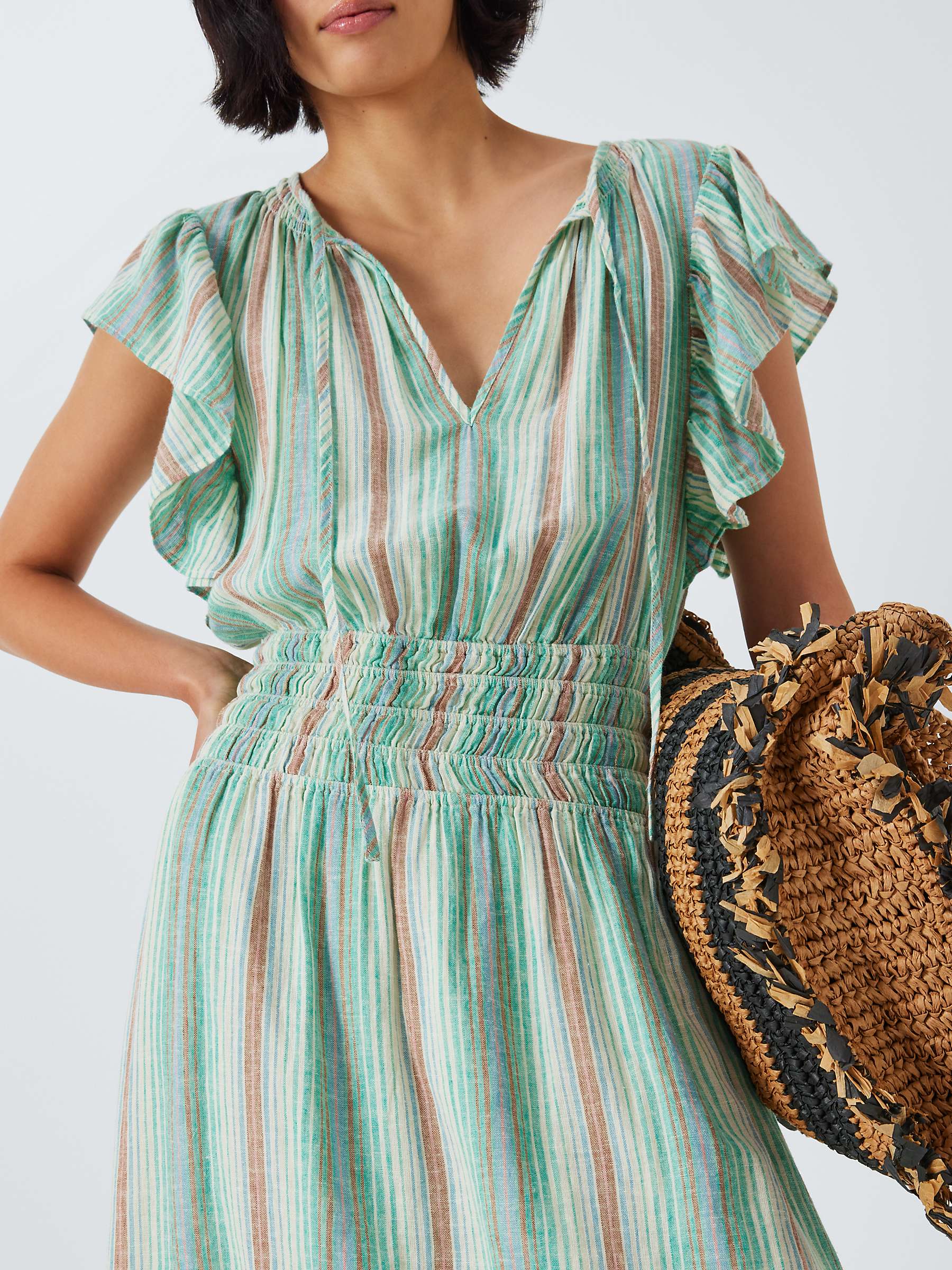 Buy Rails Iona Stripe Linen Blend Midi Dress, Seaview Online at johnlewis.com