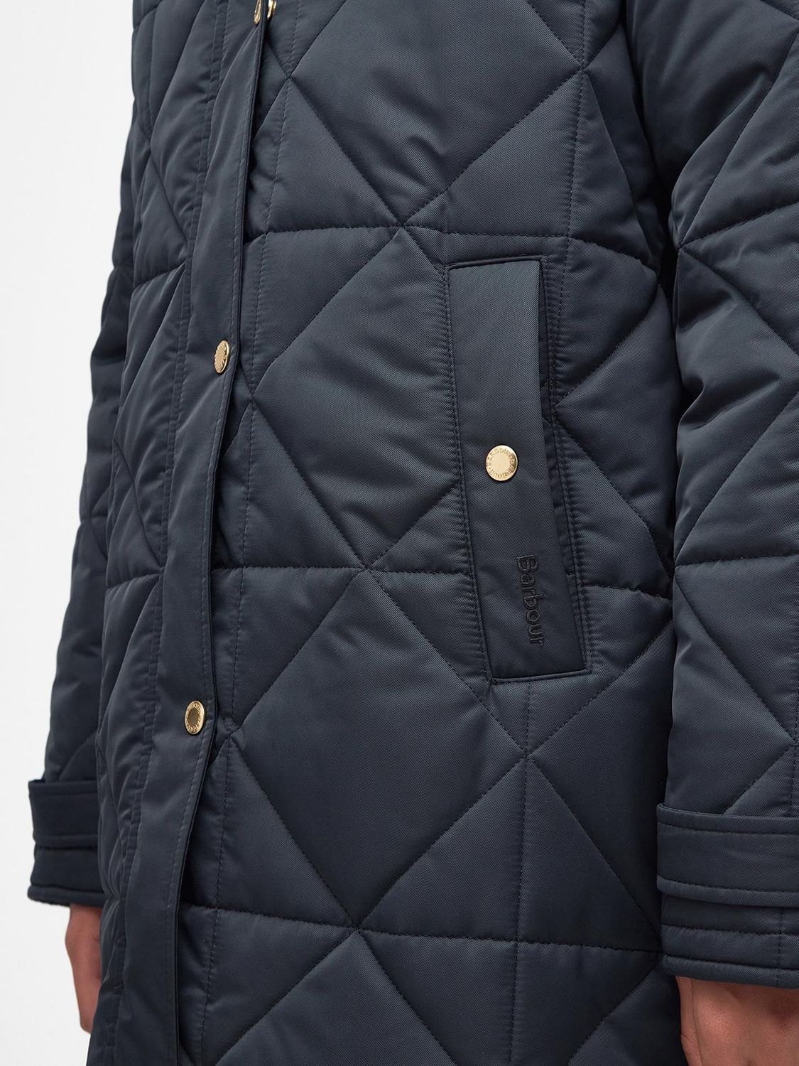 Barbour Carolina Quilted Coat, Black/Muted at John Lewis & Partners