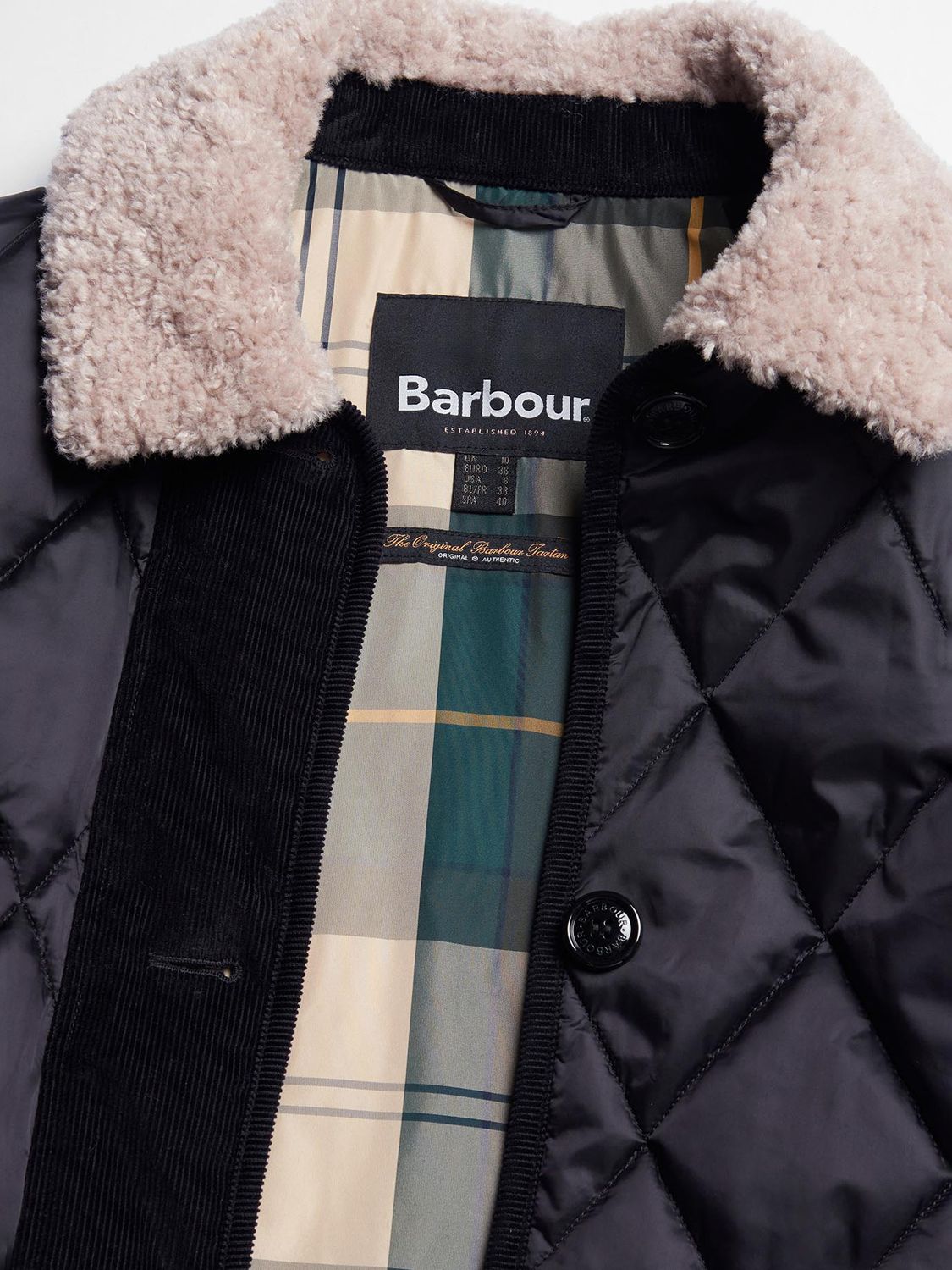 Barbour Mulgrave Quilted Longline Coat, Black/Ancient