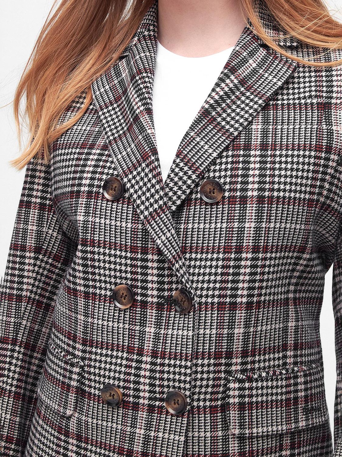 Buy Barbour Norma Check Wool Blend Blazer, Sepia Online at johnlewis.com
