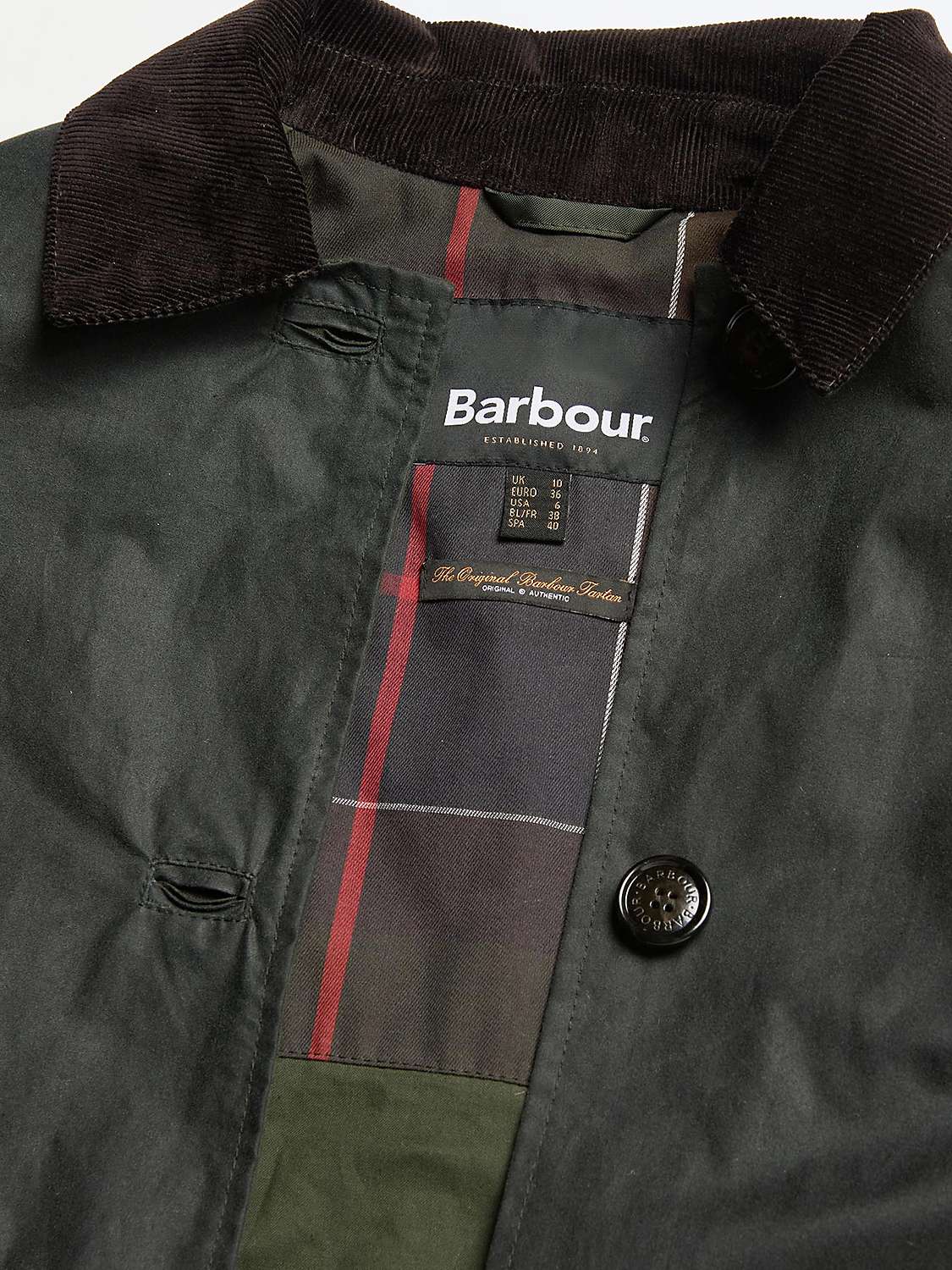 Buy Barbour Newholm Wax Cotton Jacket, Sage/Classic Online at johnlewis.com
