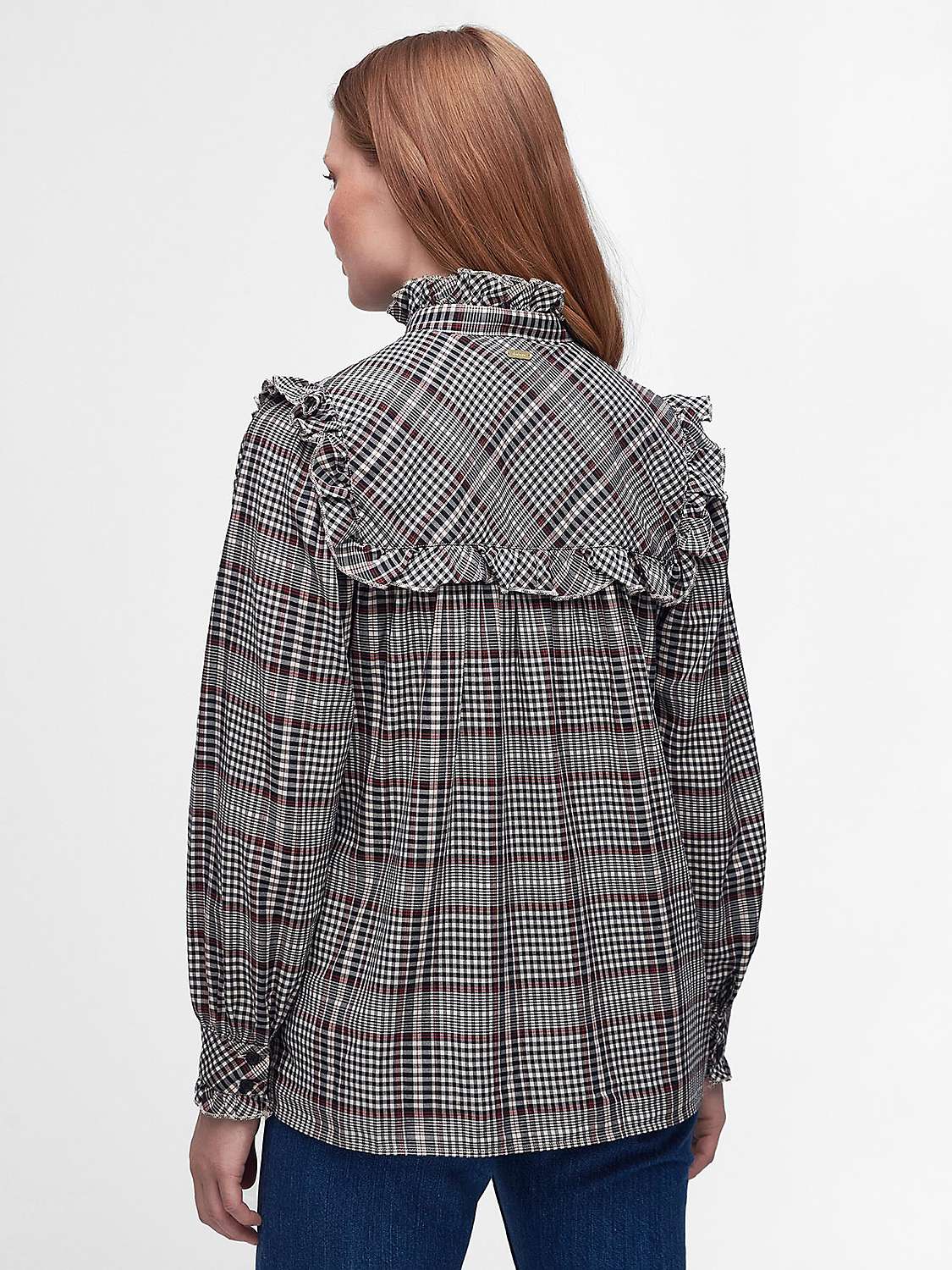 Buy Barbour Adela Ruffle Shirt, Sepia Tartan Online at johnlewis.com