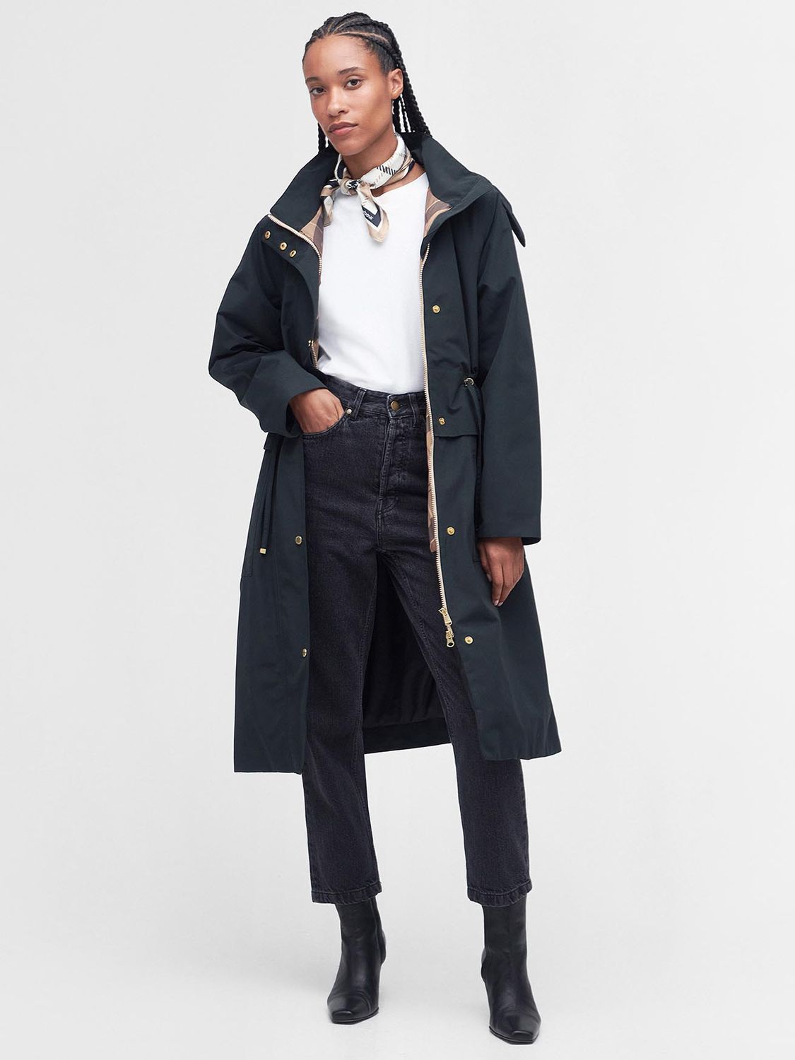 Barbour Lotte Waterproof Coat, Black at John Lewis & Partners