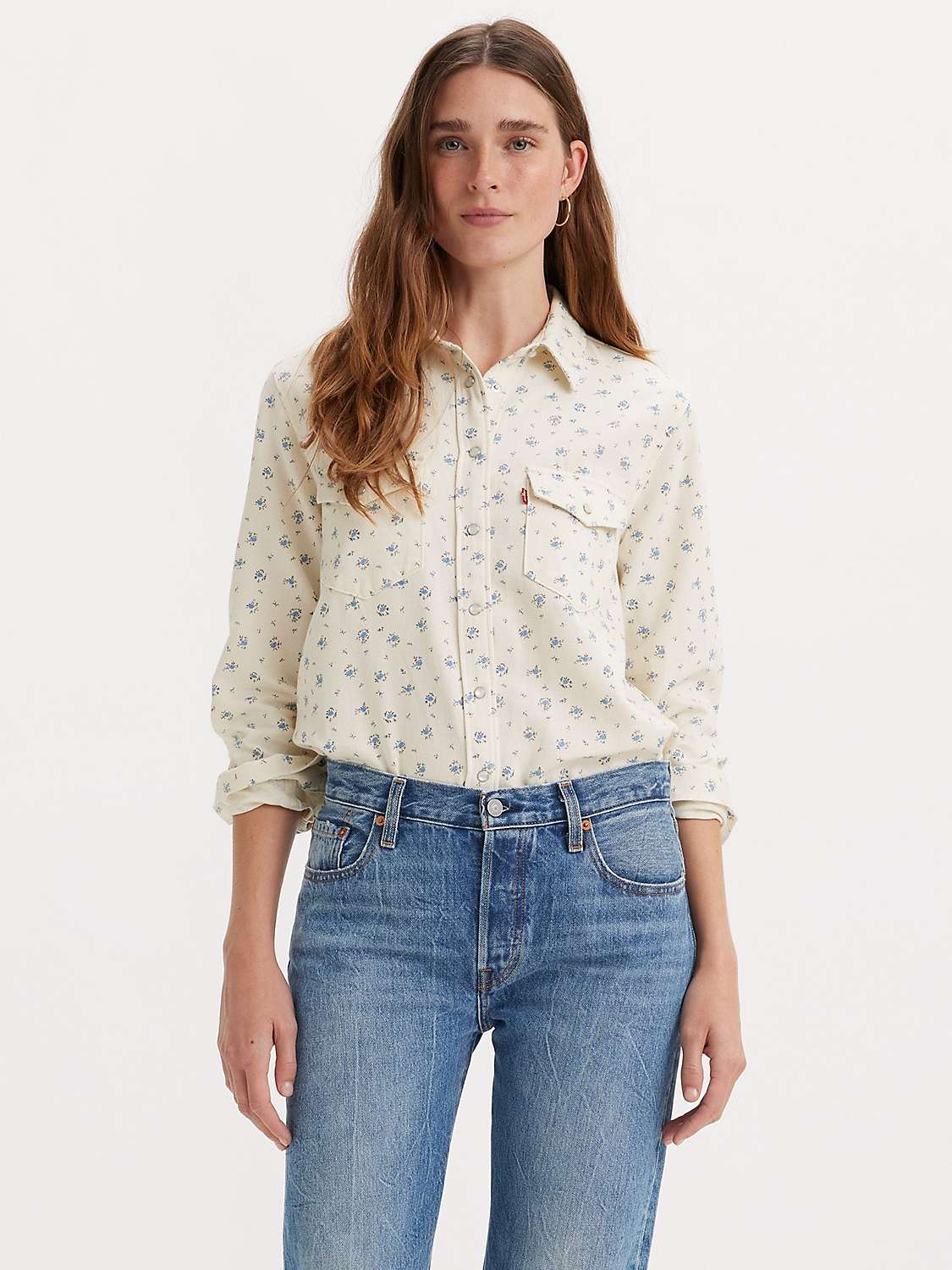 Buy Levi's Iconic Western Dolly Floral Shirt, Sun Cream Online at johnlewis.com