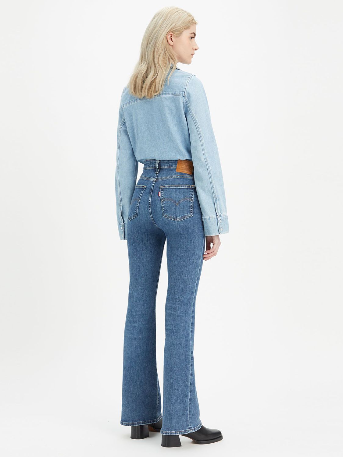 Levi's 726 High Rise Flared Jeans, Blue Wave Mid at John Lewis & Partners
