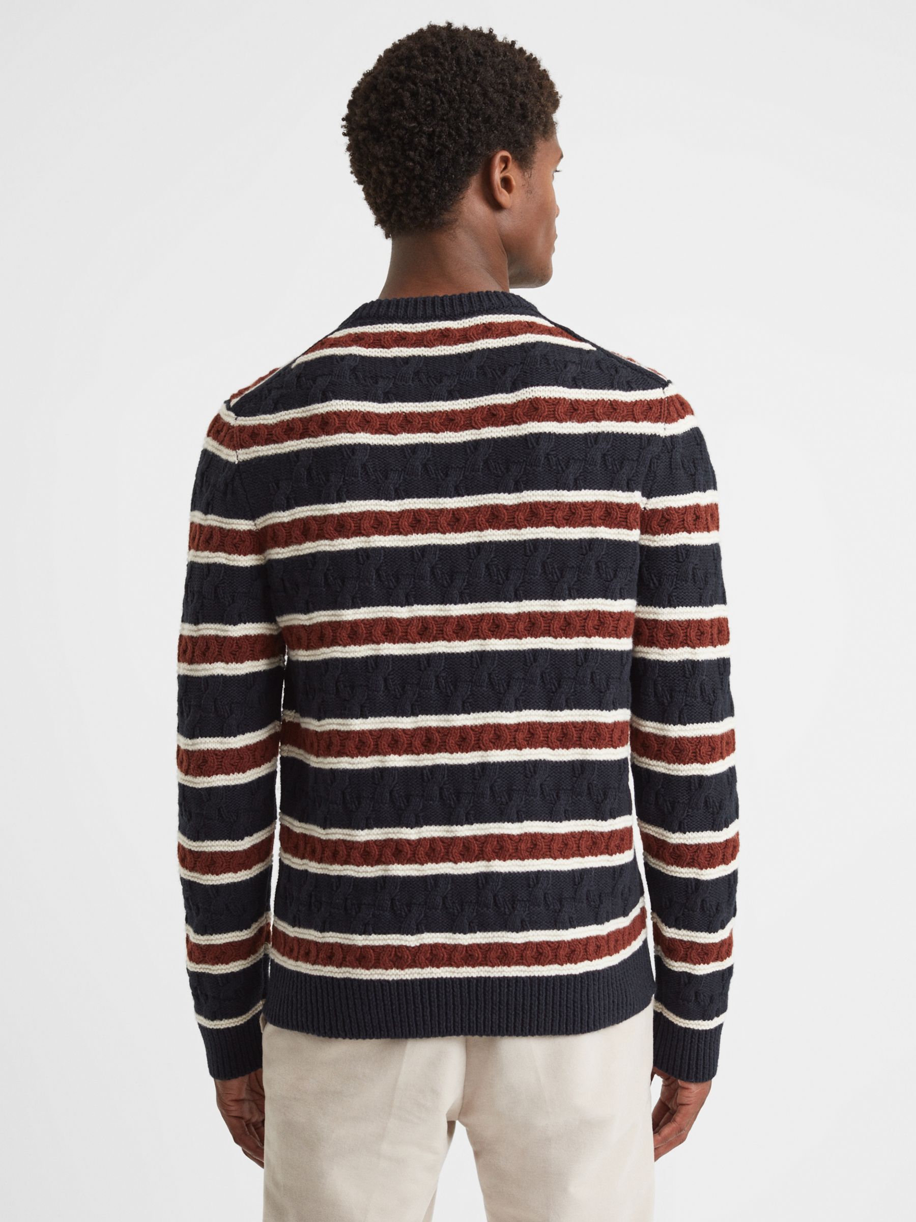 Reiss Littleton Stripe Jumper, Tobacco