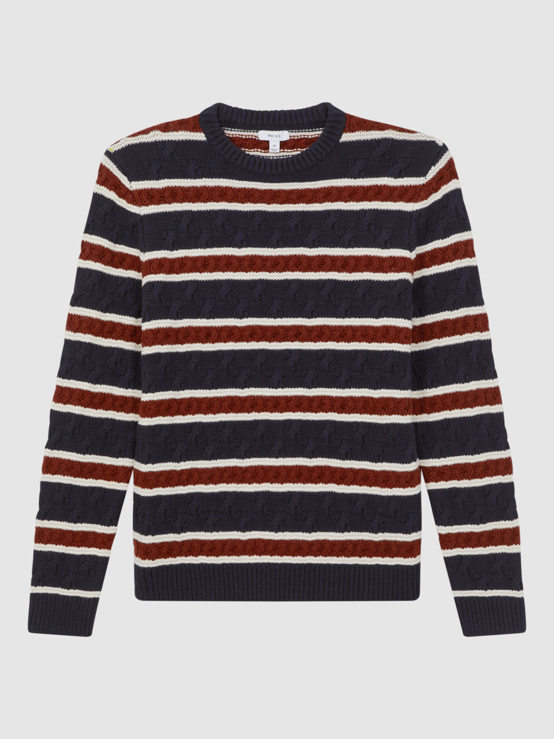 Reiss Littleton Stripe Jumper, Tobacco