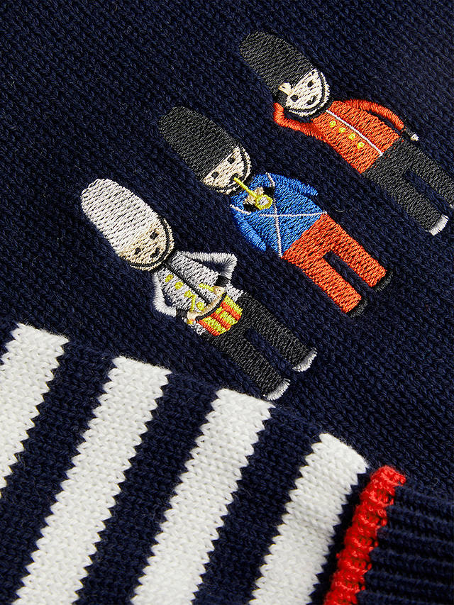 Monsoon Baby London Knitted Hoodie & Stripe Leggings Set, Navy/Multi