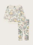 Monsoon Baby Floral Print Sweatshirt & Leggings Set, Ivory/Multi