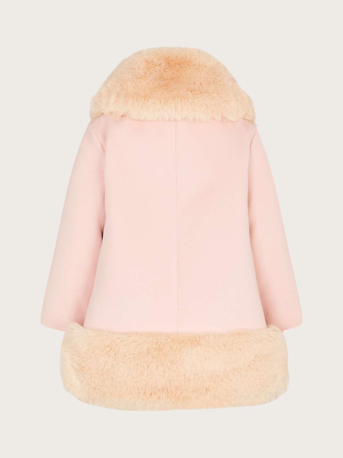 Buy Monsoon Baby Fur Trim Coat, Pale Pink Online at johnlewis.com