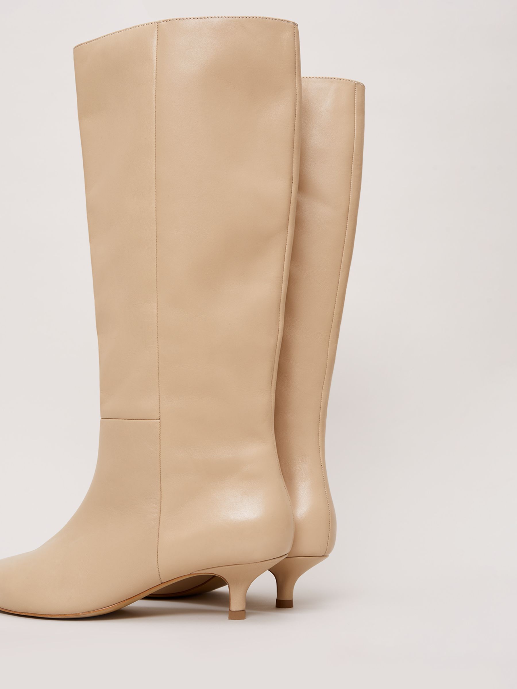 Buy Phase Eight Leather Kitten Heel Boot, Cream Online at johnlewis.com