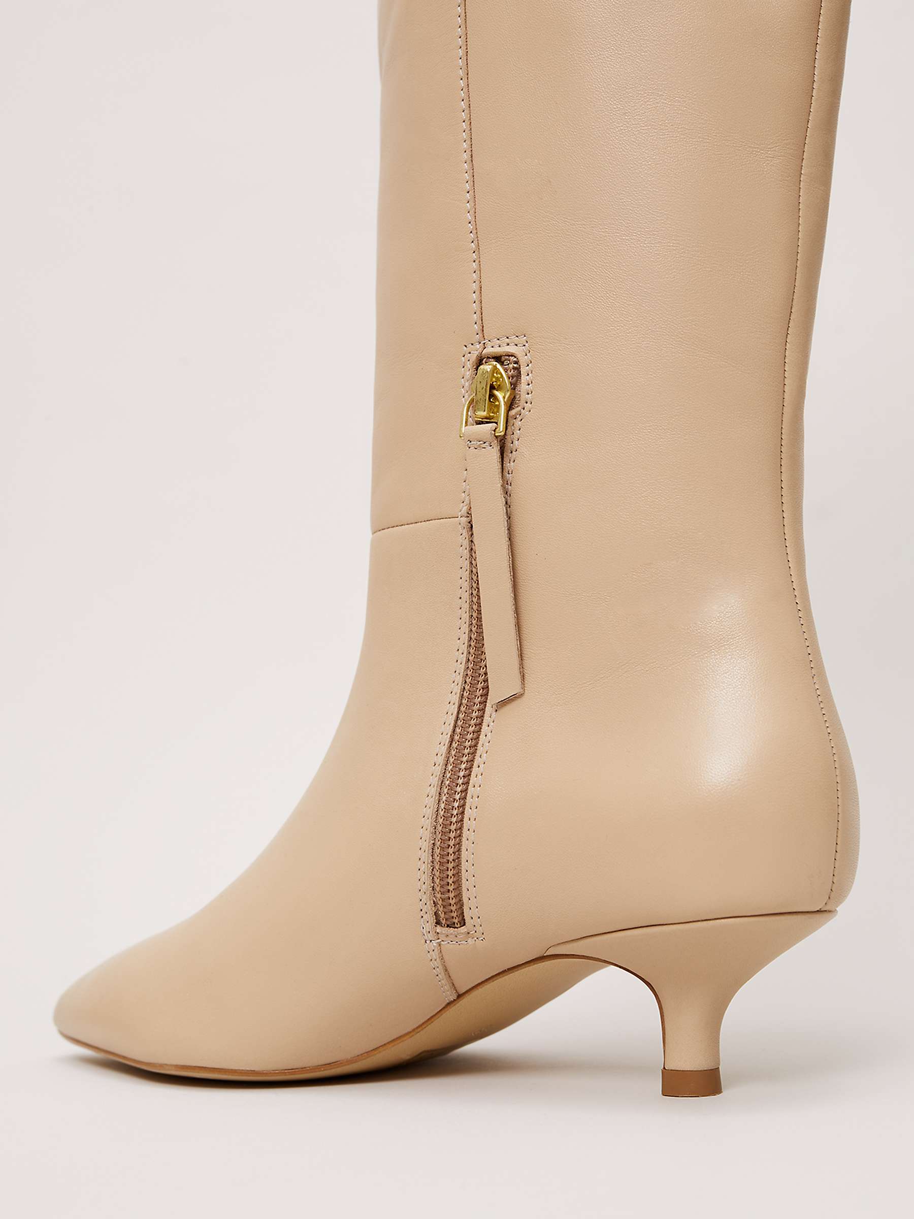 Buy Phase Eight Leather Kitten Heel Boot, Cream Online at johnlewis.com