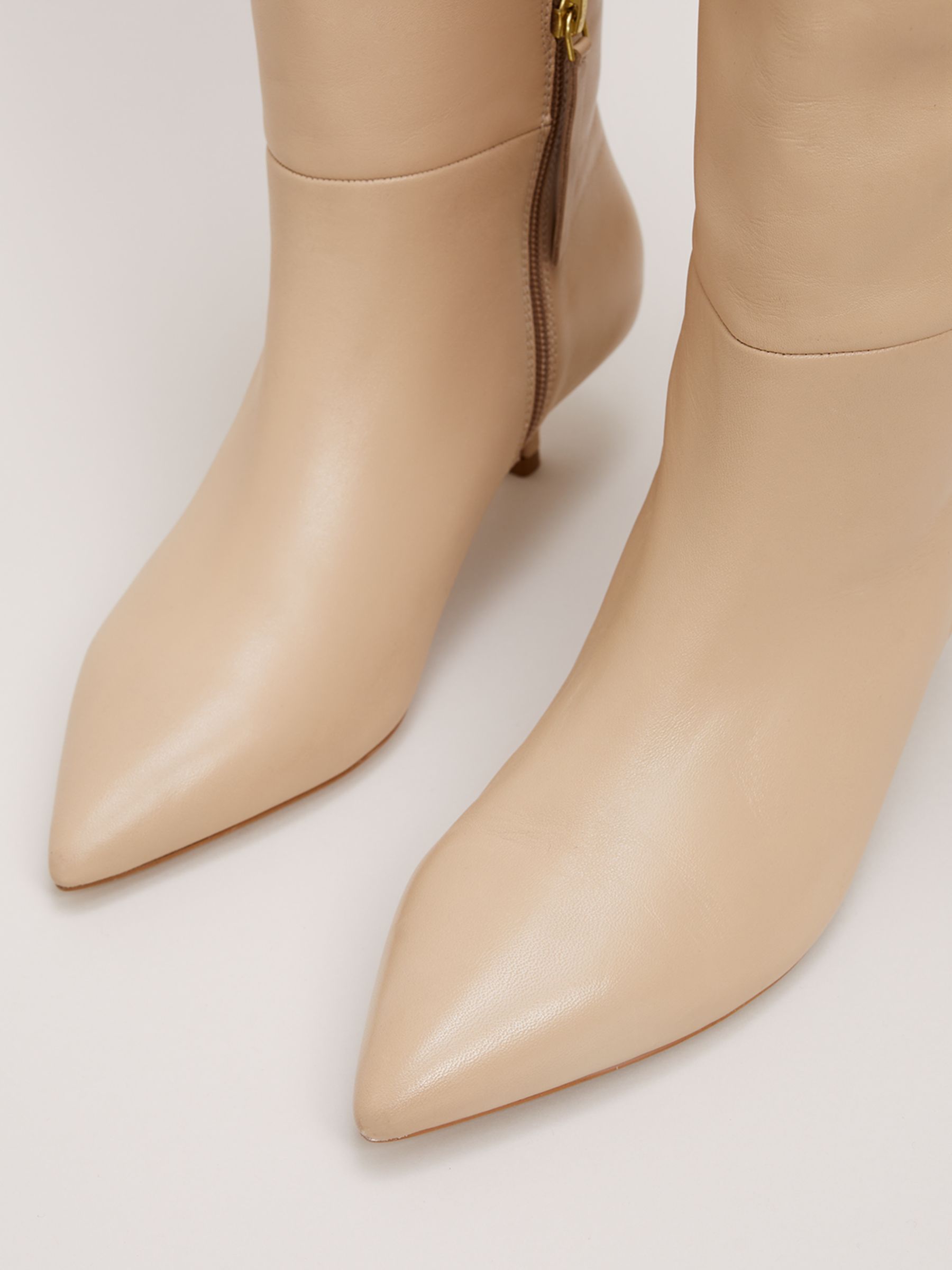 Buy Phase Eight Leather Kitten Heel Boot, Cream Online at johnlewis.com