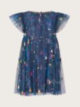Monsoon Kids' Celestial Print Party Dress, Blue