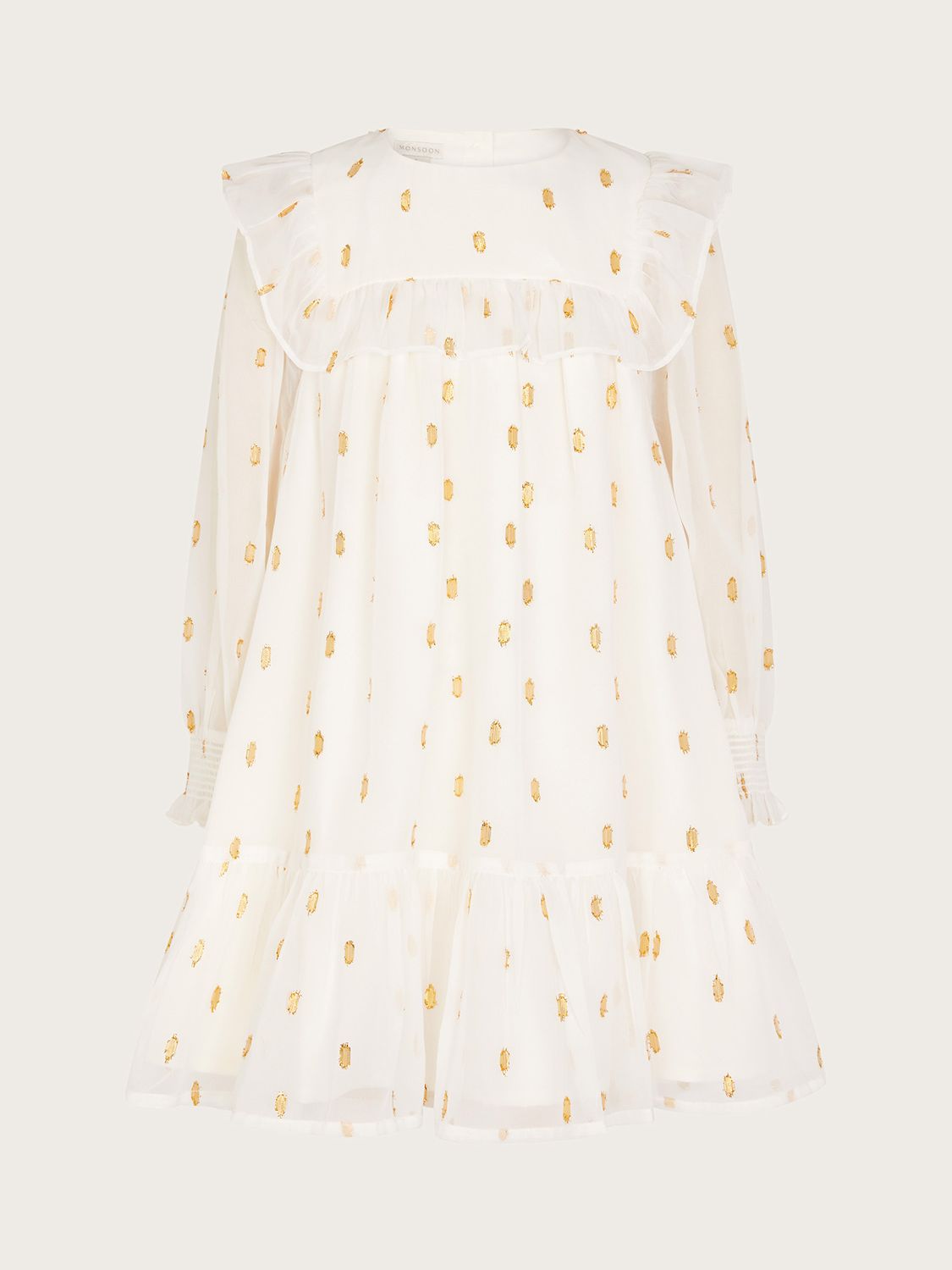 Monsoon Kids' Dobby Sparkle Party Dress, Ivory, 14-15 years