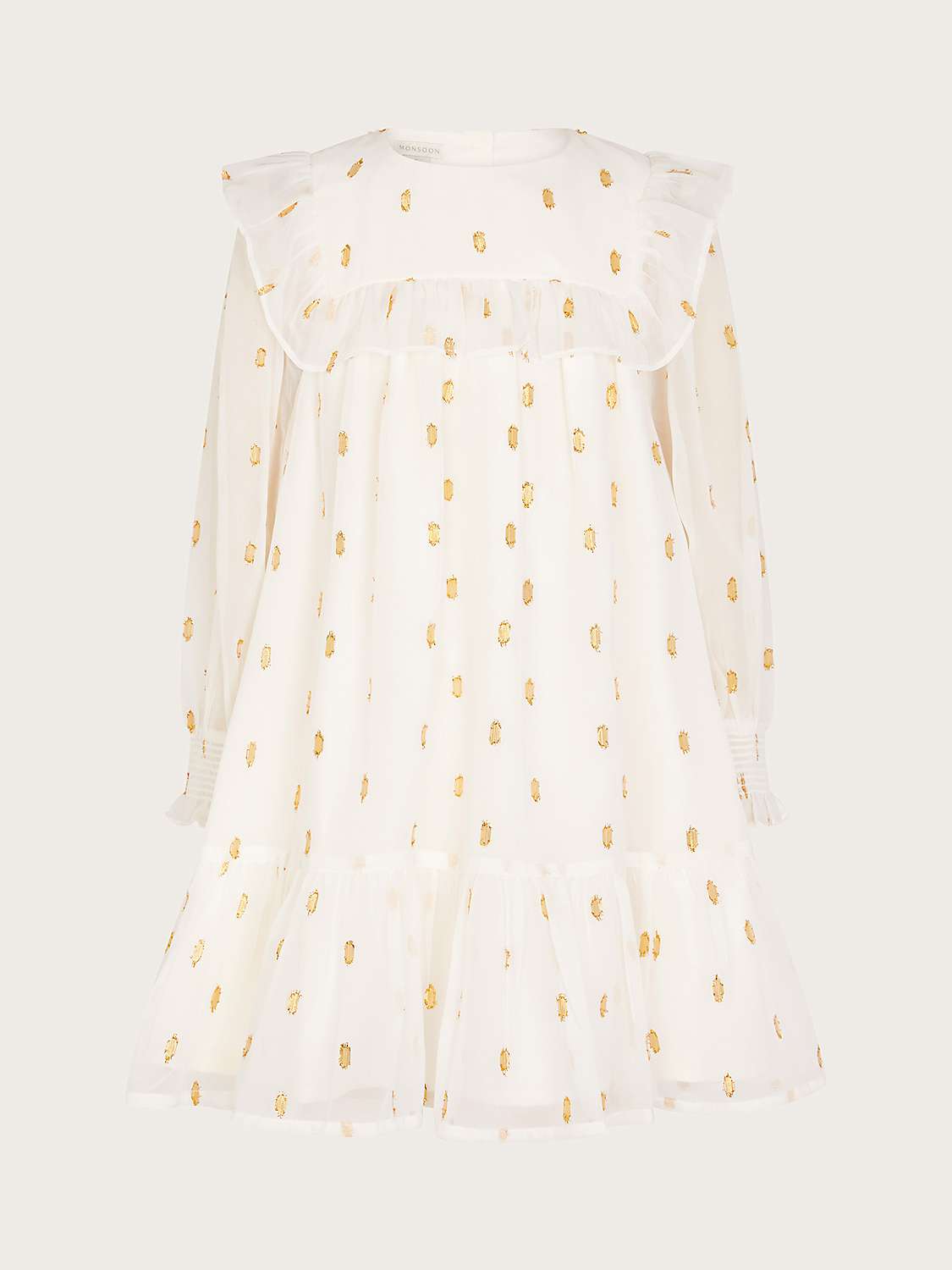 Buy Monsoon Kids' Dobby Sparkle Party Dress, Ivory Online at johnlewis.com