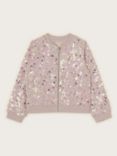 Monsoon Kids' All Over Sequin Bomber Jacket, Lilac