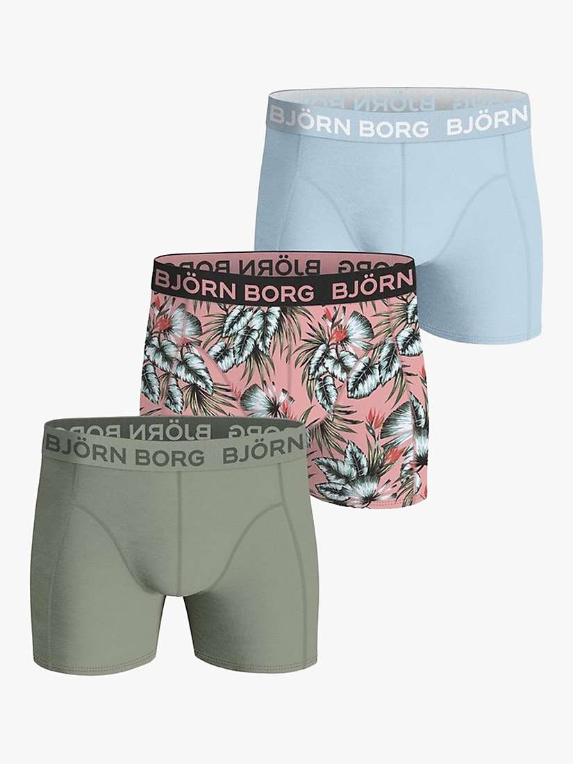 Buy Björn Borg Cotton Stretch Leaf Print Boxers, Pack of 3, Pink/Multi Online at johnlewis.com